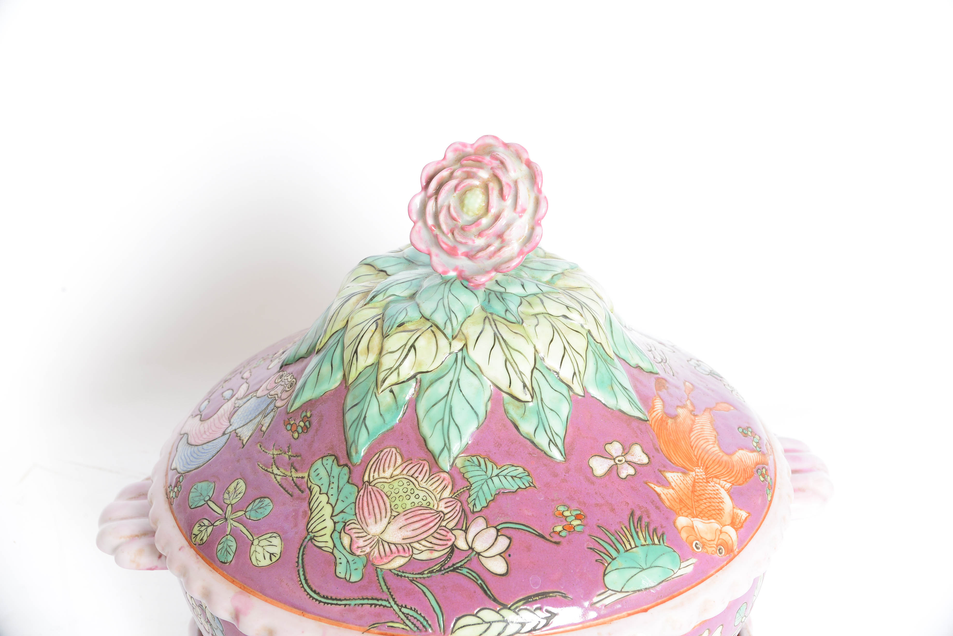 Vintage Three Piece Large Porcelain Chinese Dish