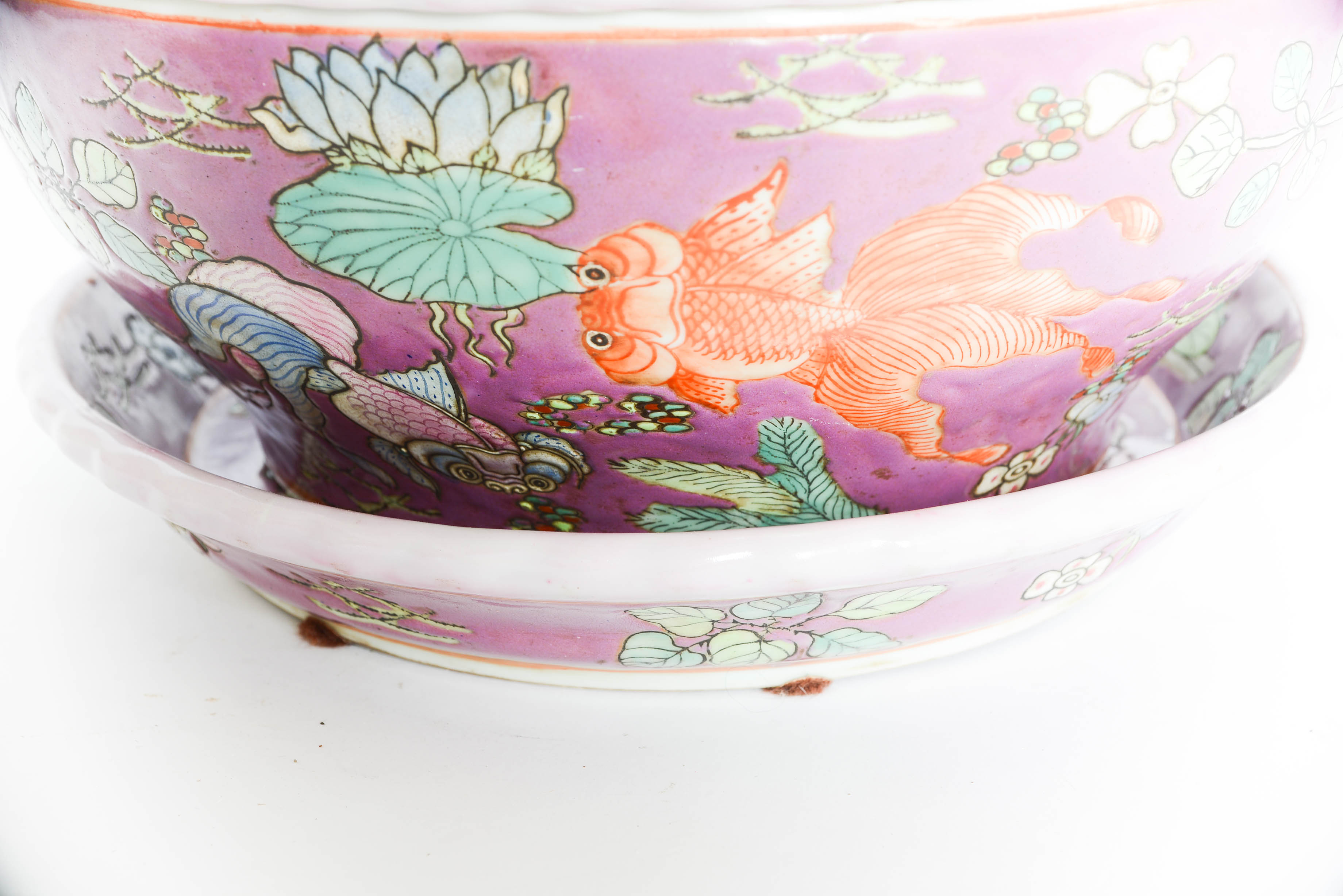 Vintage Three Piece Large Porcelain Chinese Dish