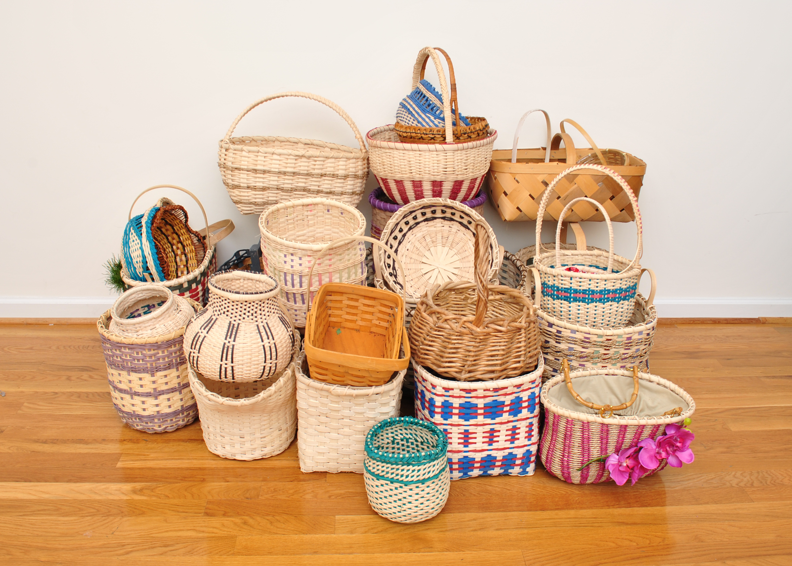 Large Assortment of Handmade Baskets