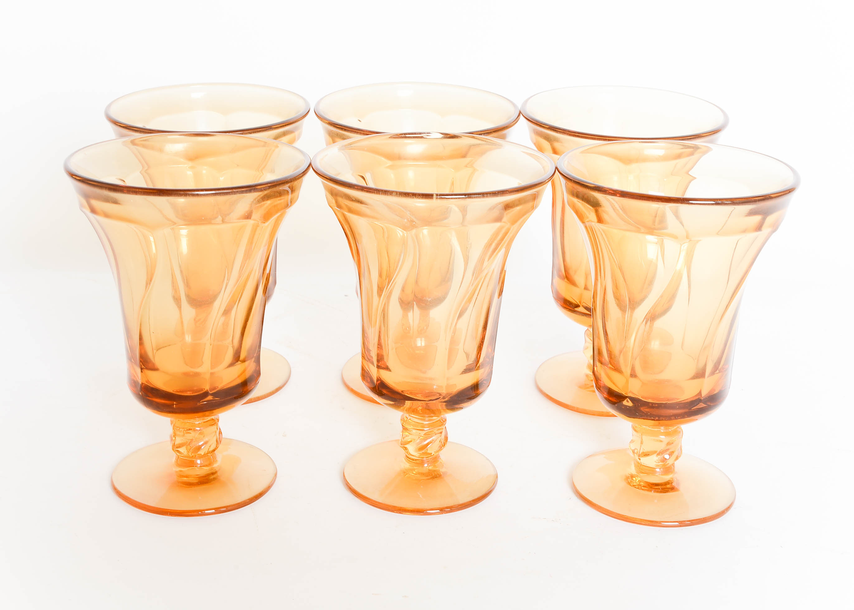 Set of Six Vintage Depression Drinking Glasses