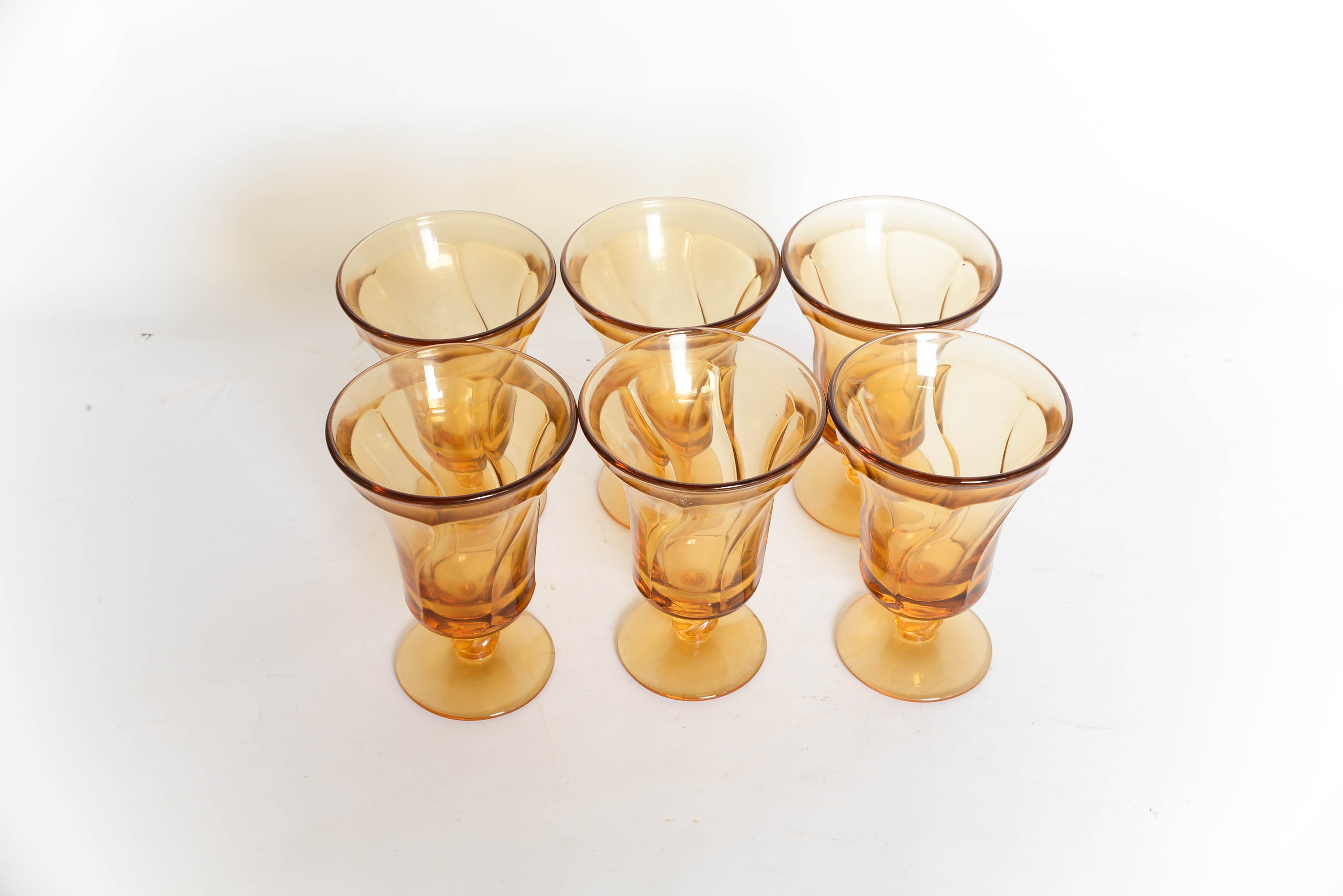 Set of Six Vintage Depression Drinking Glasses
