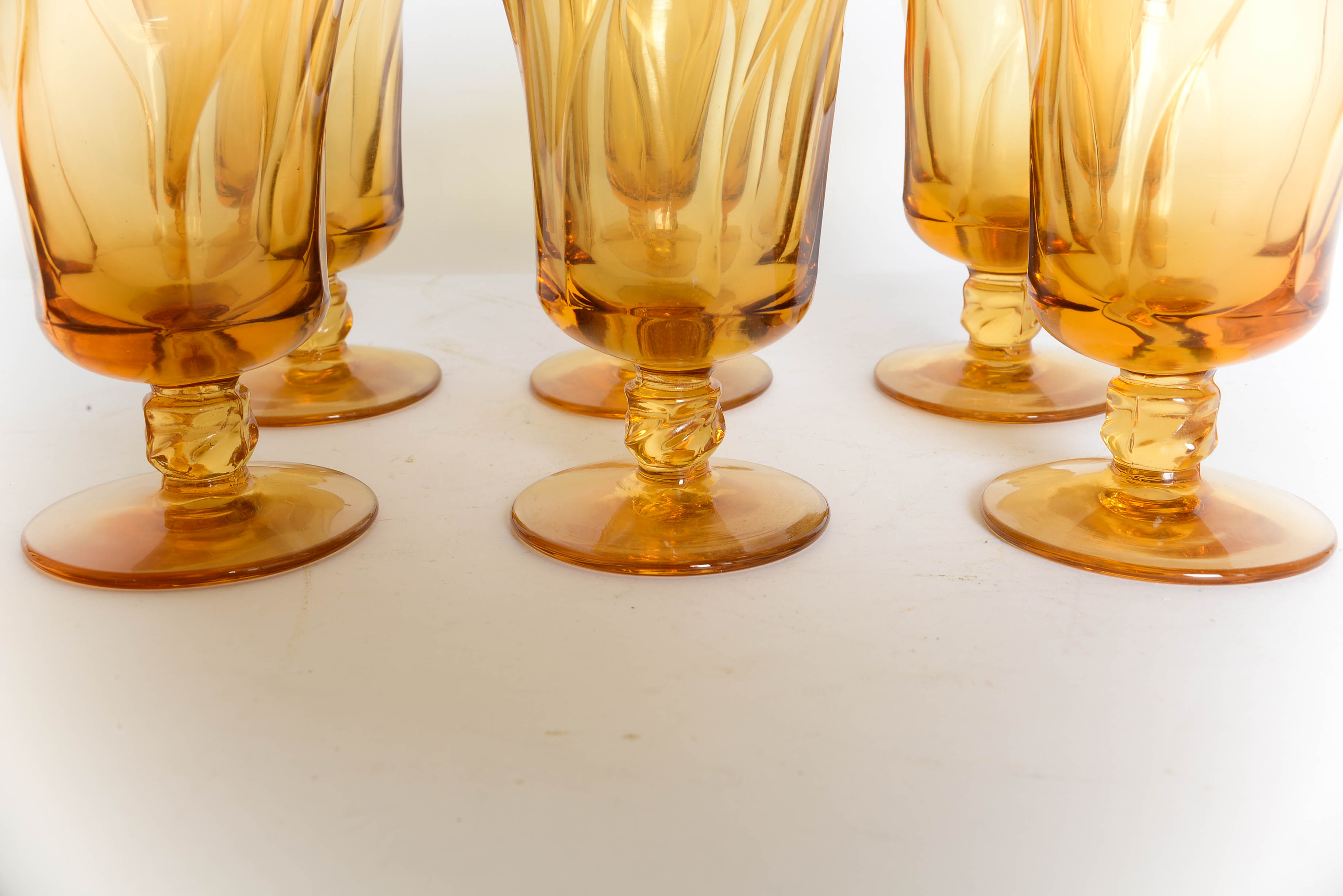 Set of Six Vintage Depression Drinking Glasses
