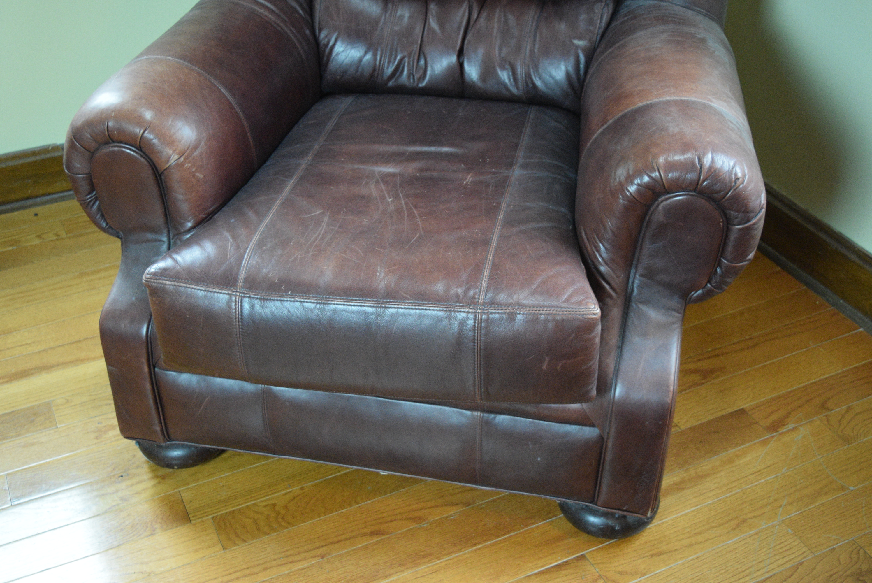 Henredon Leather Chair and Ottoman