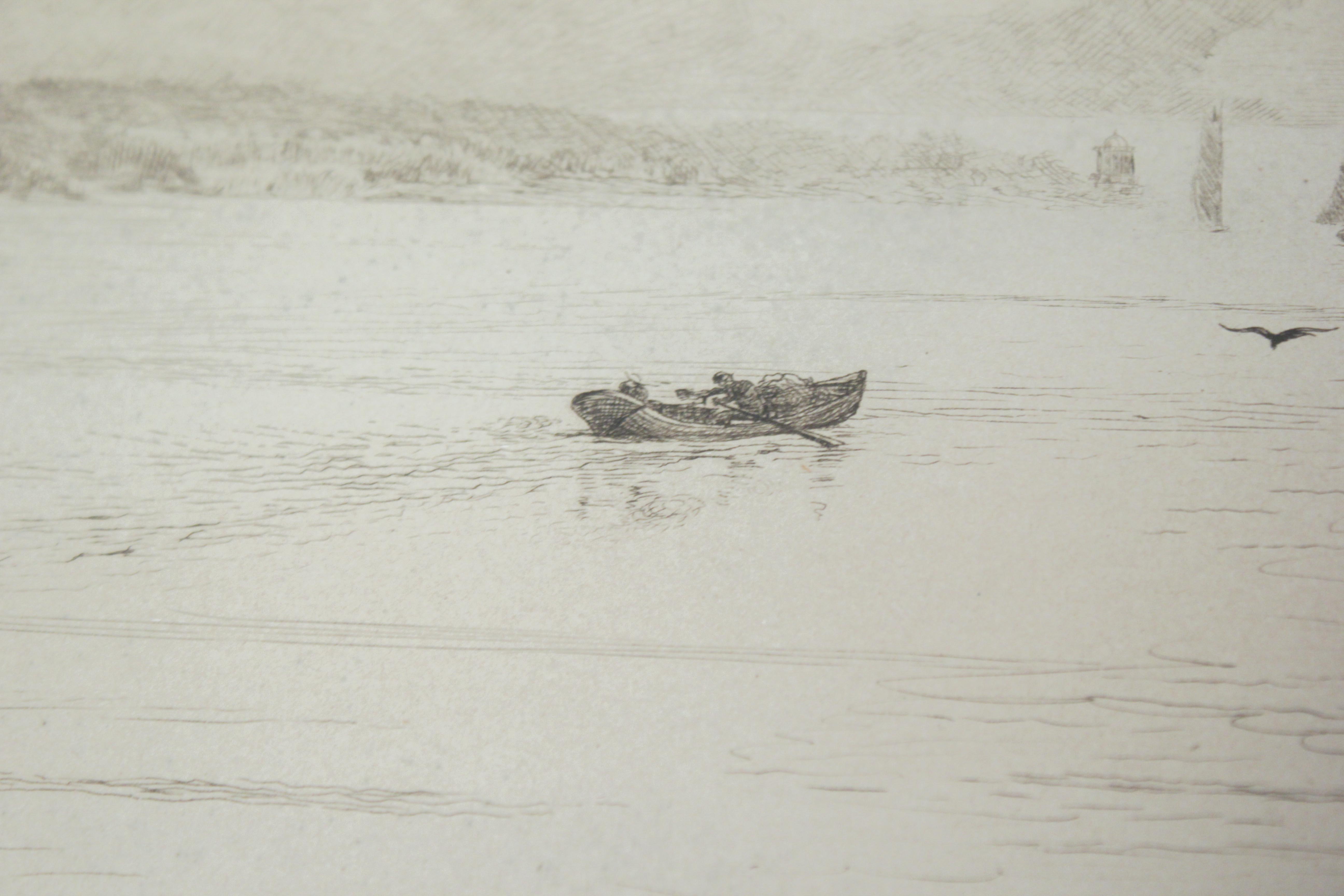 J.H. Millspaugh Etching "Sailboats in Bay", 1889