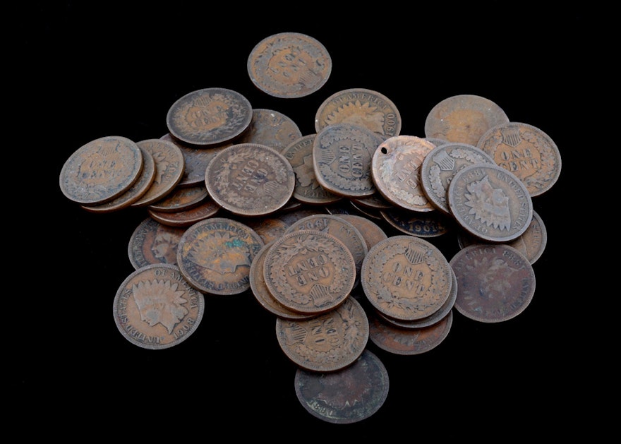 A Group of (43) Indian Head Pennies