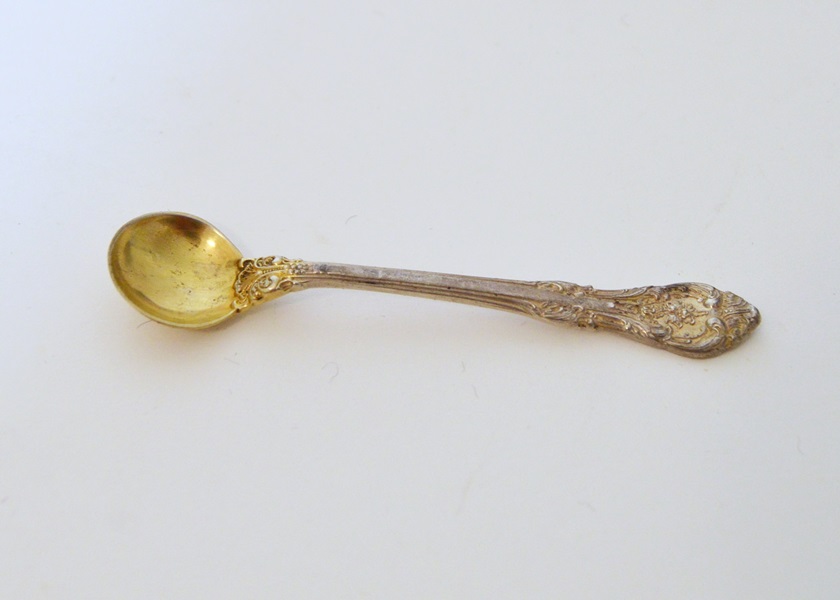 Set of Six Sterling Silver Salt Wells with Sterling Silver Spoons