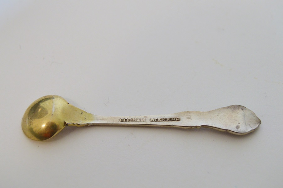 Set of Six Sterling Silver Salt Wells with Sterling Silver Spoons