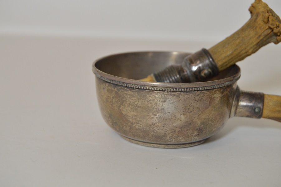 Sterling Silver and Antler Shaving Mug and Brush
