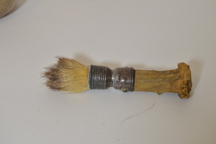 Sterling Silver and Antler Shaving Mug and Brush