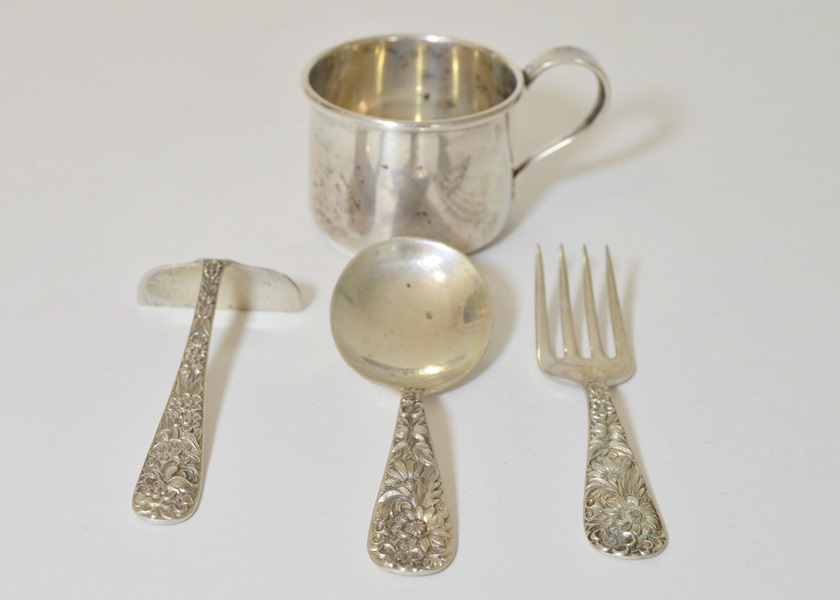 S. Kirk and Sons Sterling Silver Baby Mug and Utensils