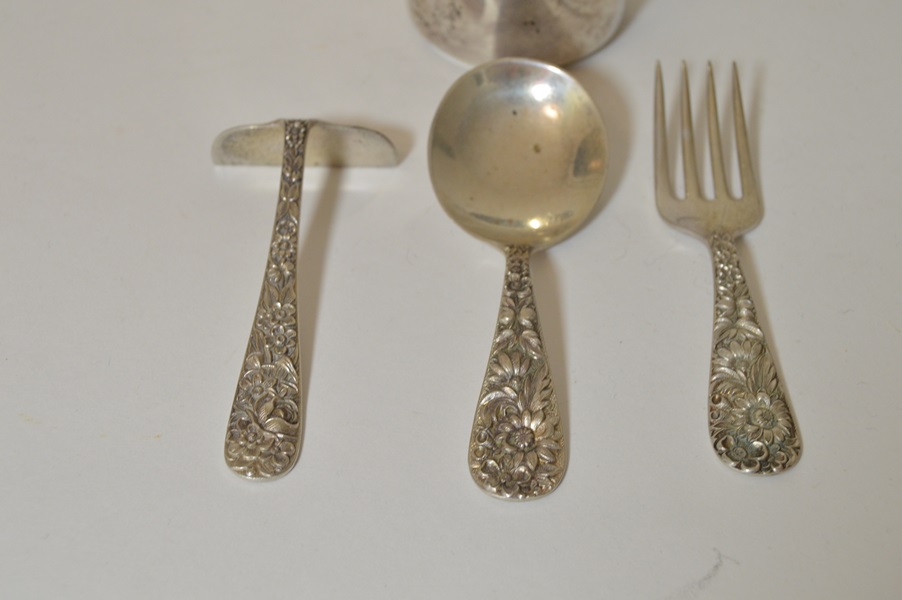 S. Kirk and Sons Sterling Silver Baby Mug and Utensils