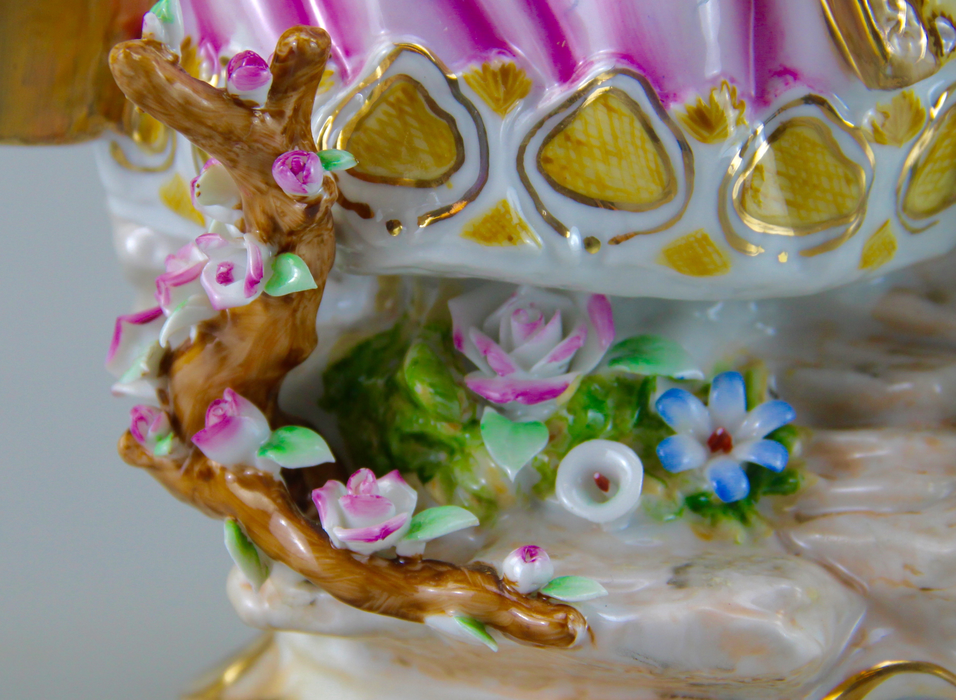 Antique Dresden Porcelain Figurine of Two 18th Century Ladies