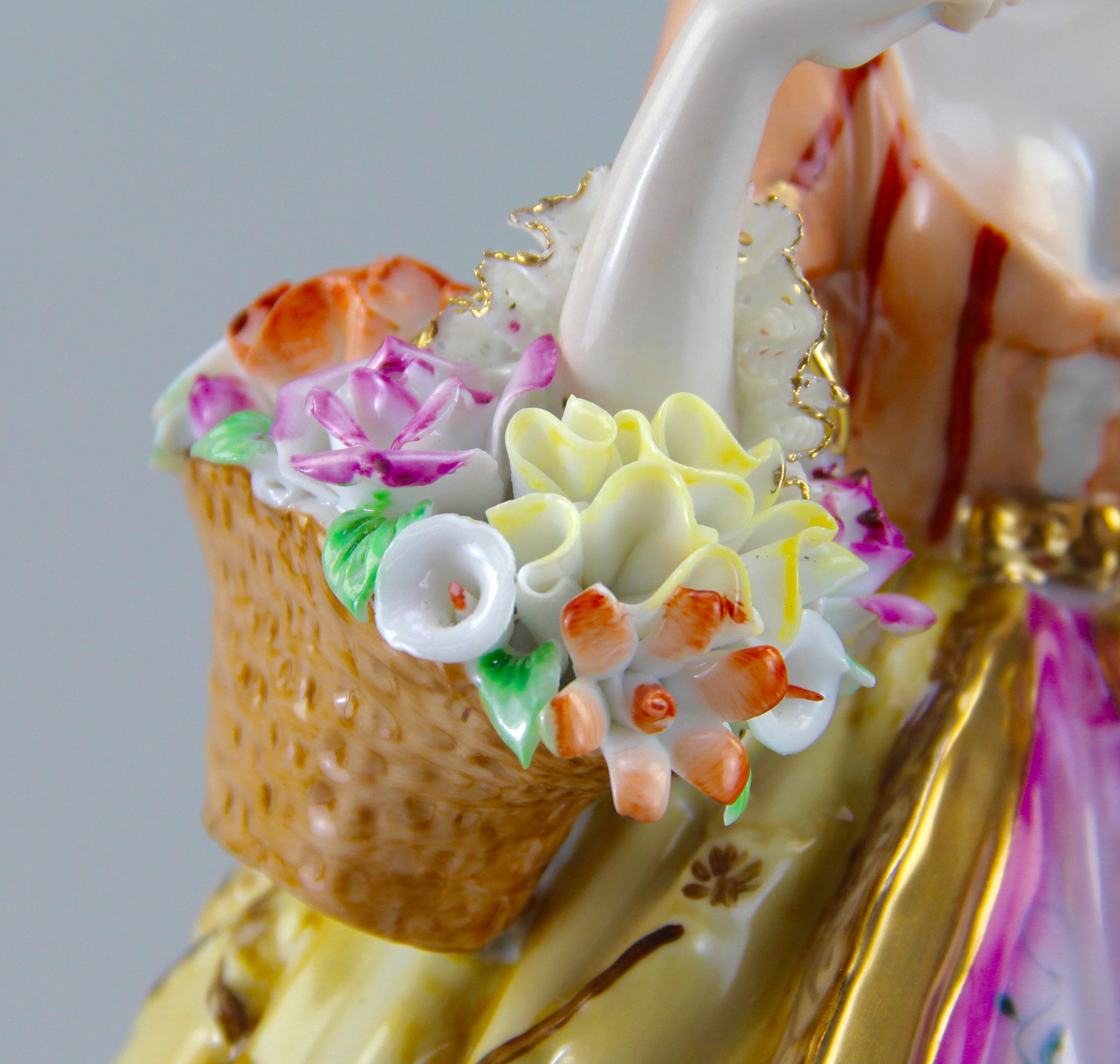 Antique Dresden Porcelain Figurine of Two 18th Century Ladies