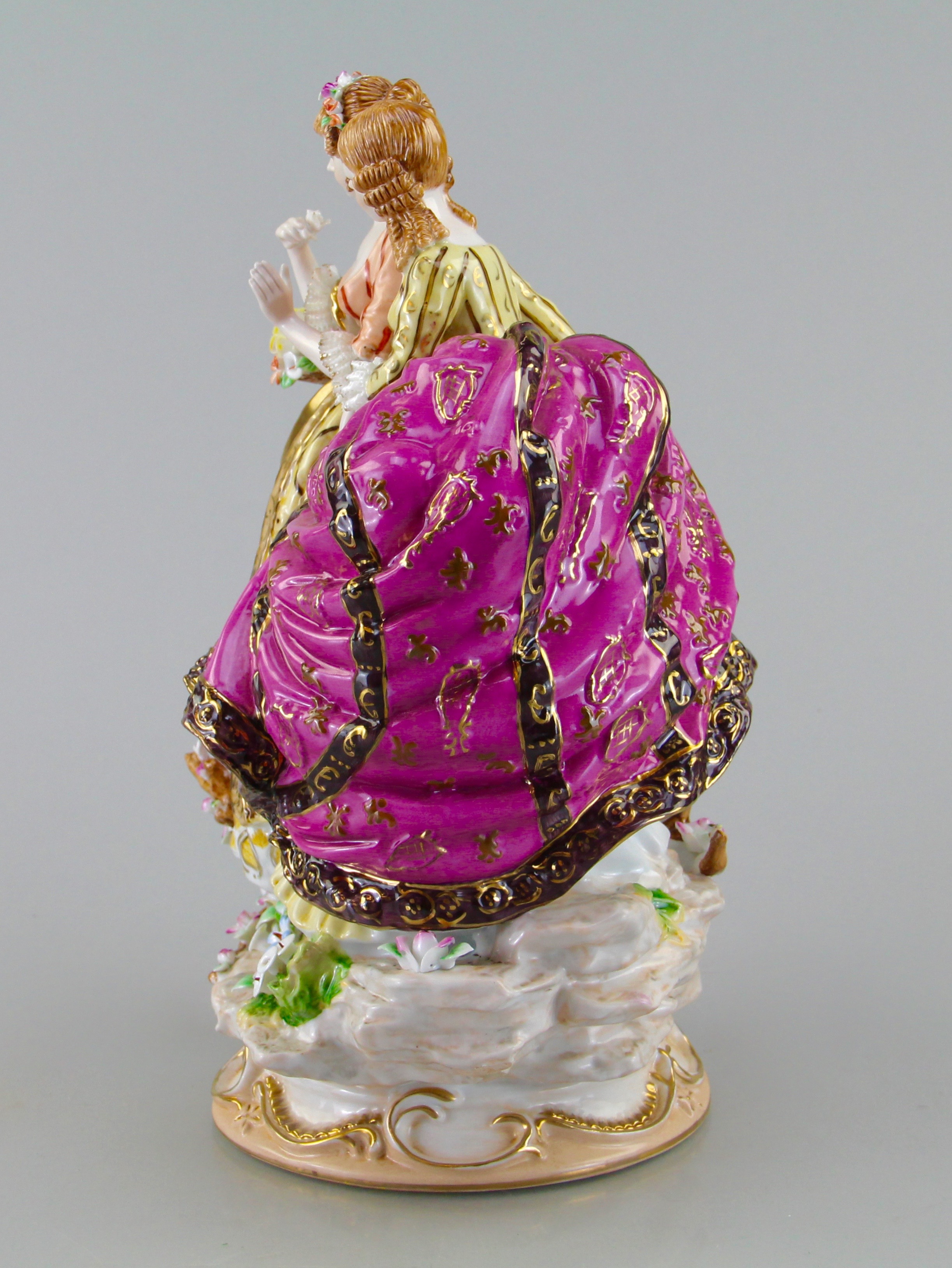 Antique Dresden Porcelain Figurine of Two 18th Century Ladies