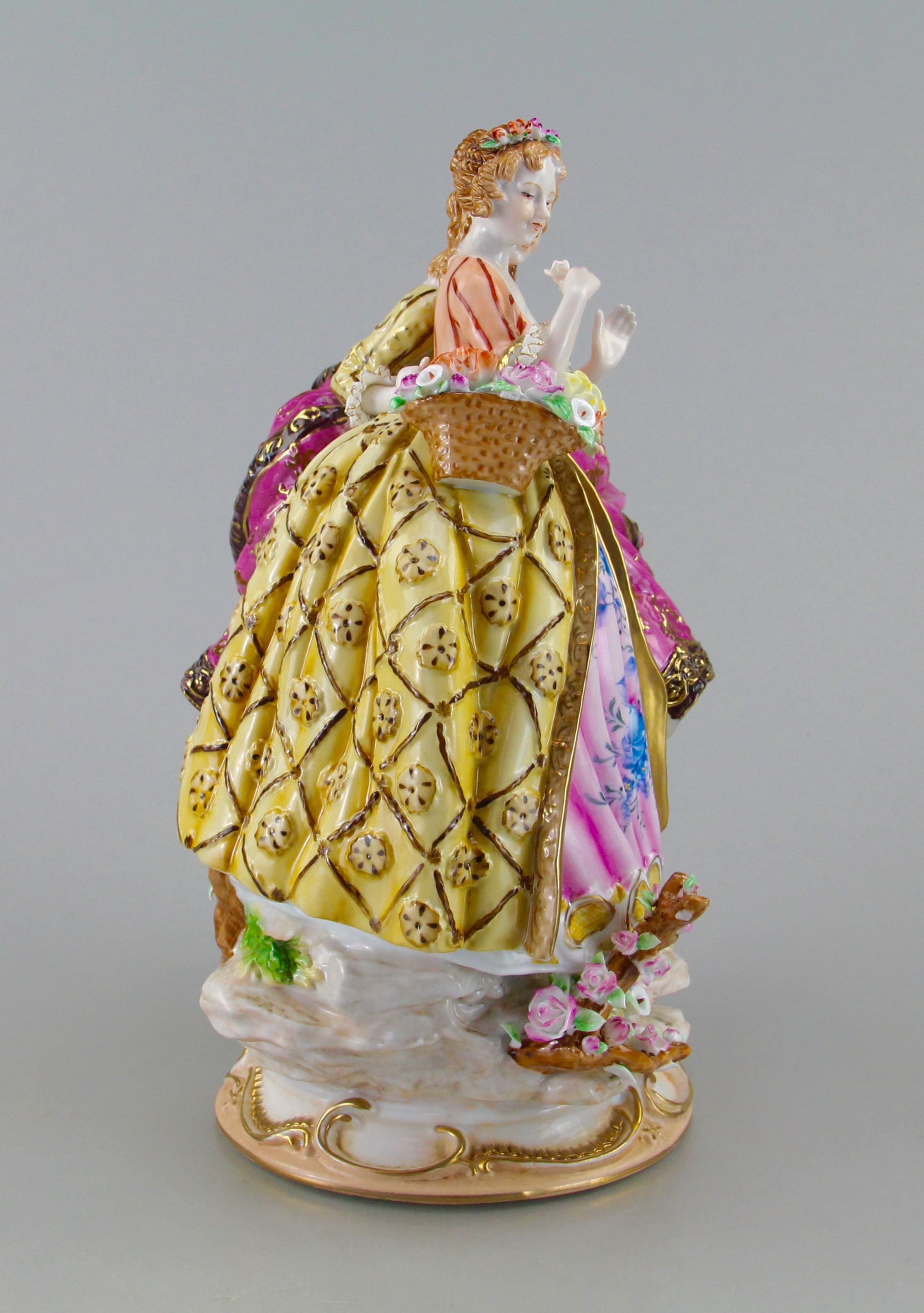 Antique Dresden Porcelain Figurine of Two 18th Century Ladies