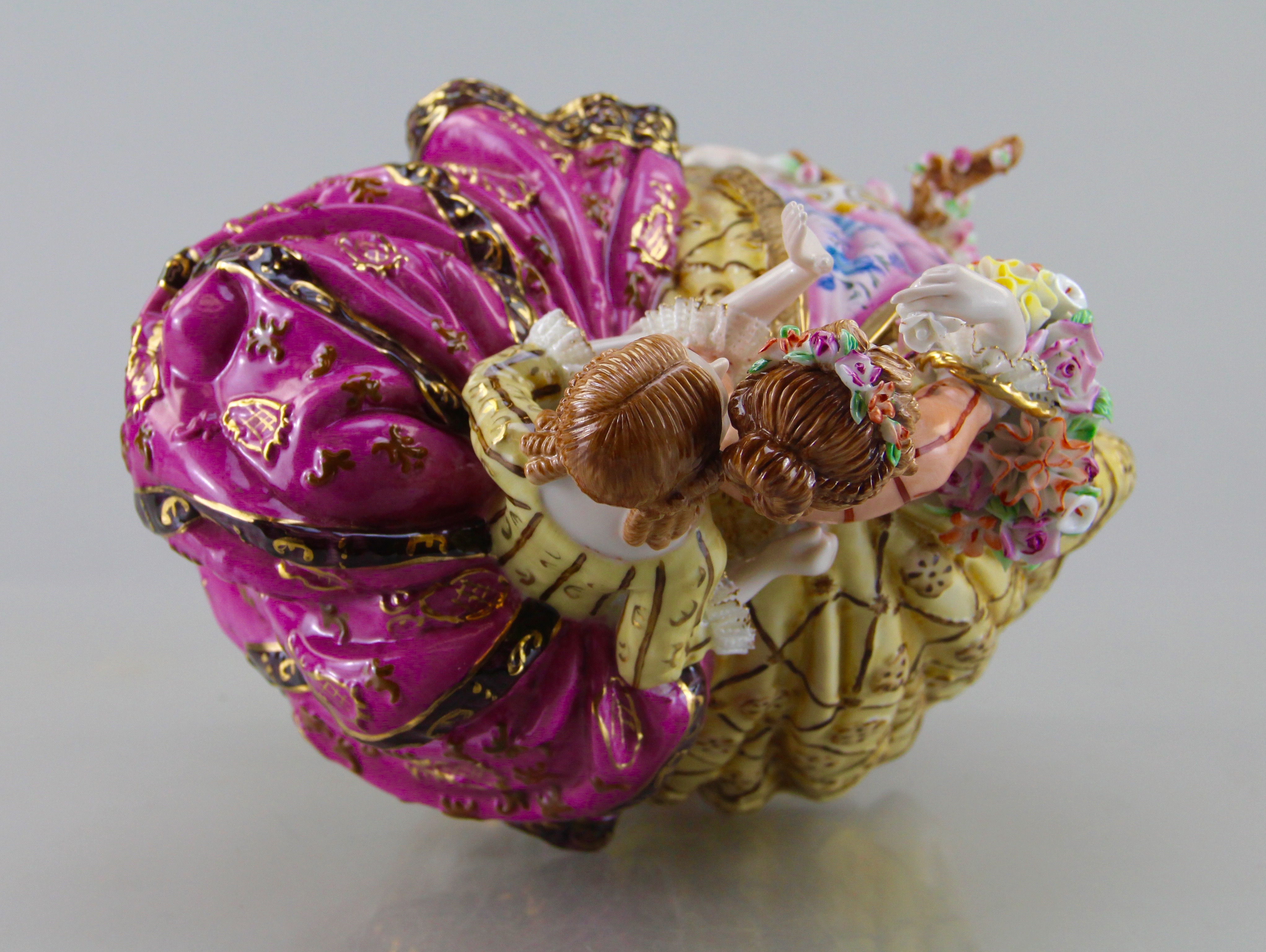 Antique Dresden Porcelain Figurine of Two 18th Century Ladies