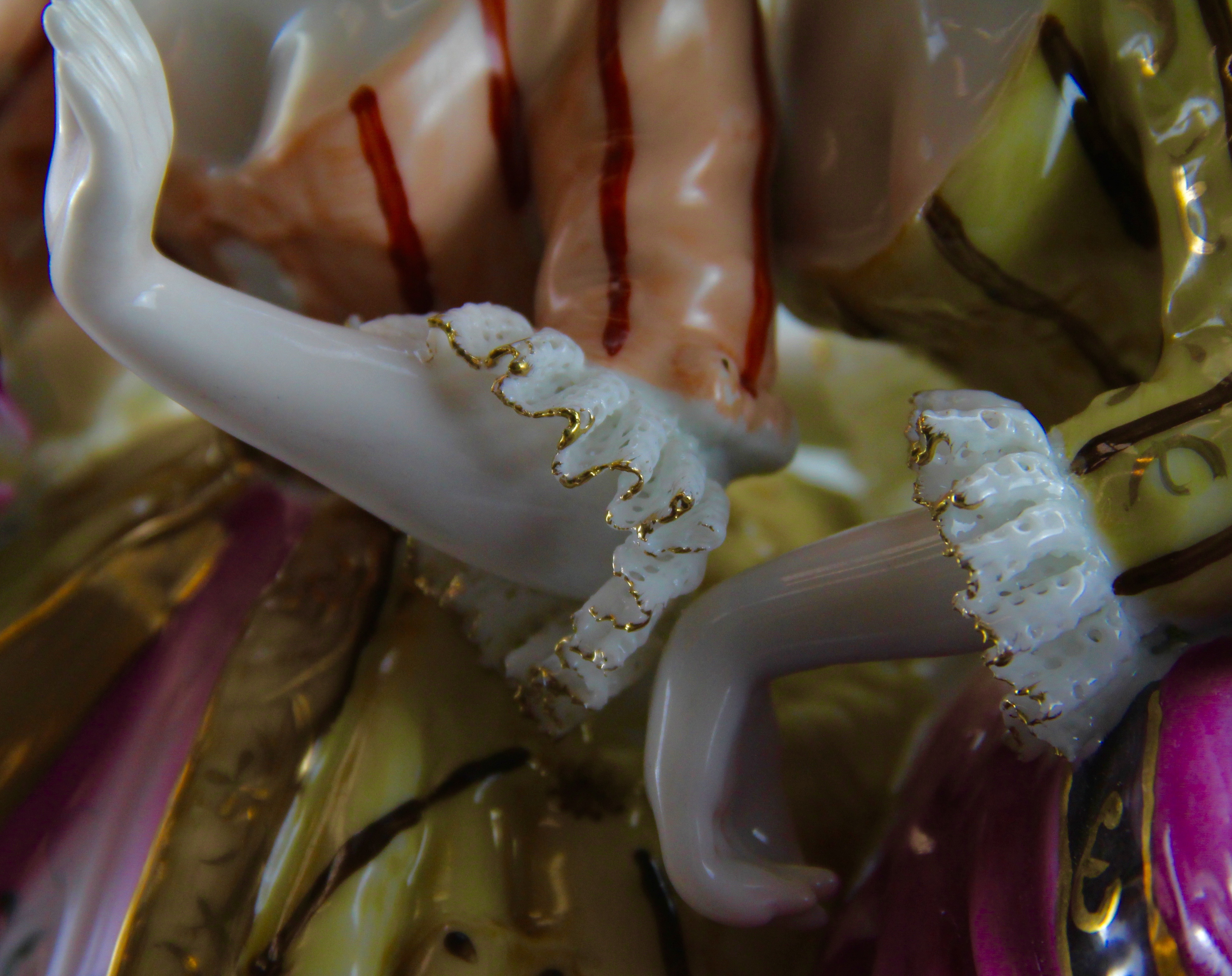 Antique Dresden Porcelain Figurine of Two 18th Century Ladies