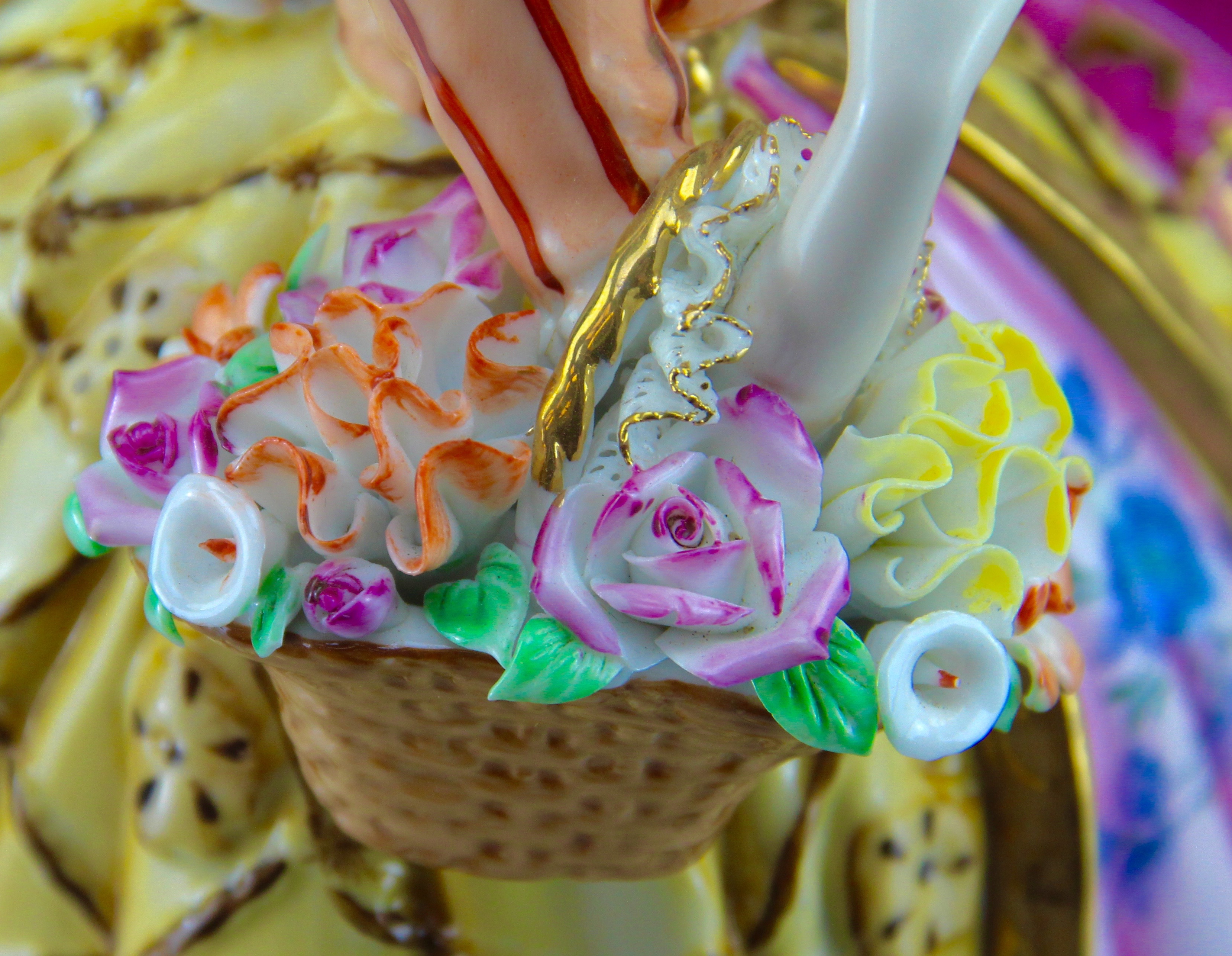 Antique Dresden Porcelain Figurine of Two 18th Century Ladies