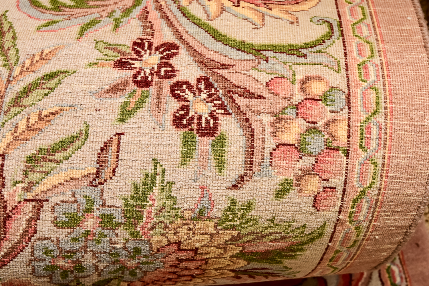 Pink Floral Wool Rug