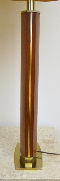 Pair of Mid Century Modern Walnut and Brass Table Lamps