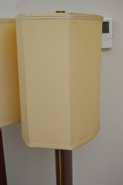 Pair of Mid Century Modern Walnut and Brass Table Lamps