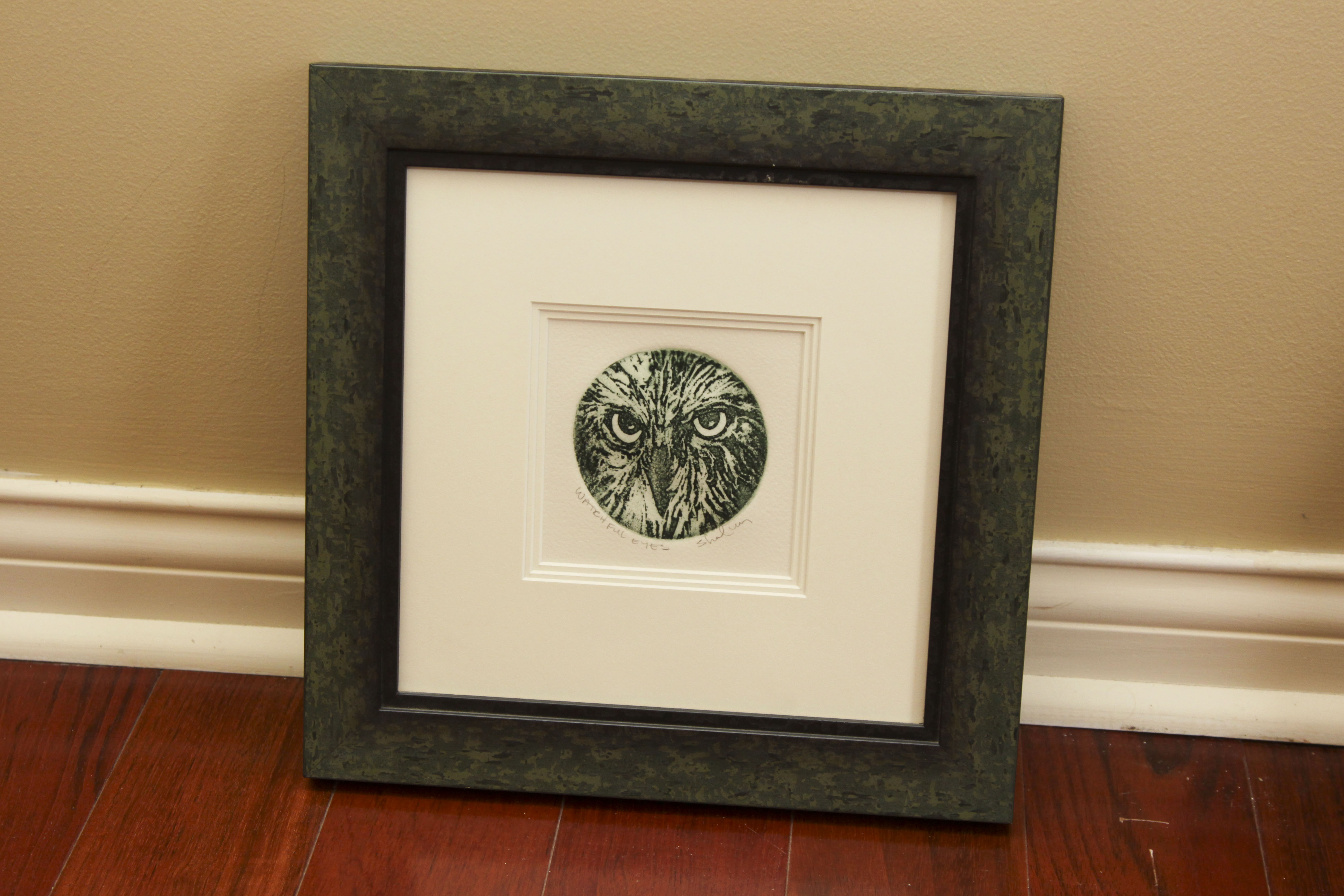 Pair of Signed Owl-Theme Art Prints