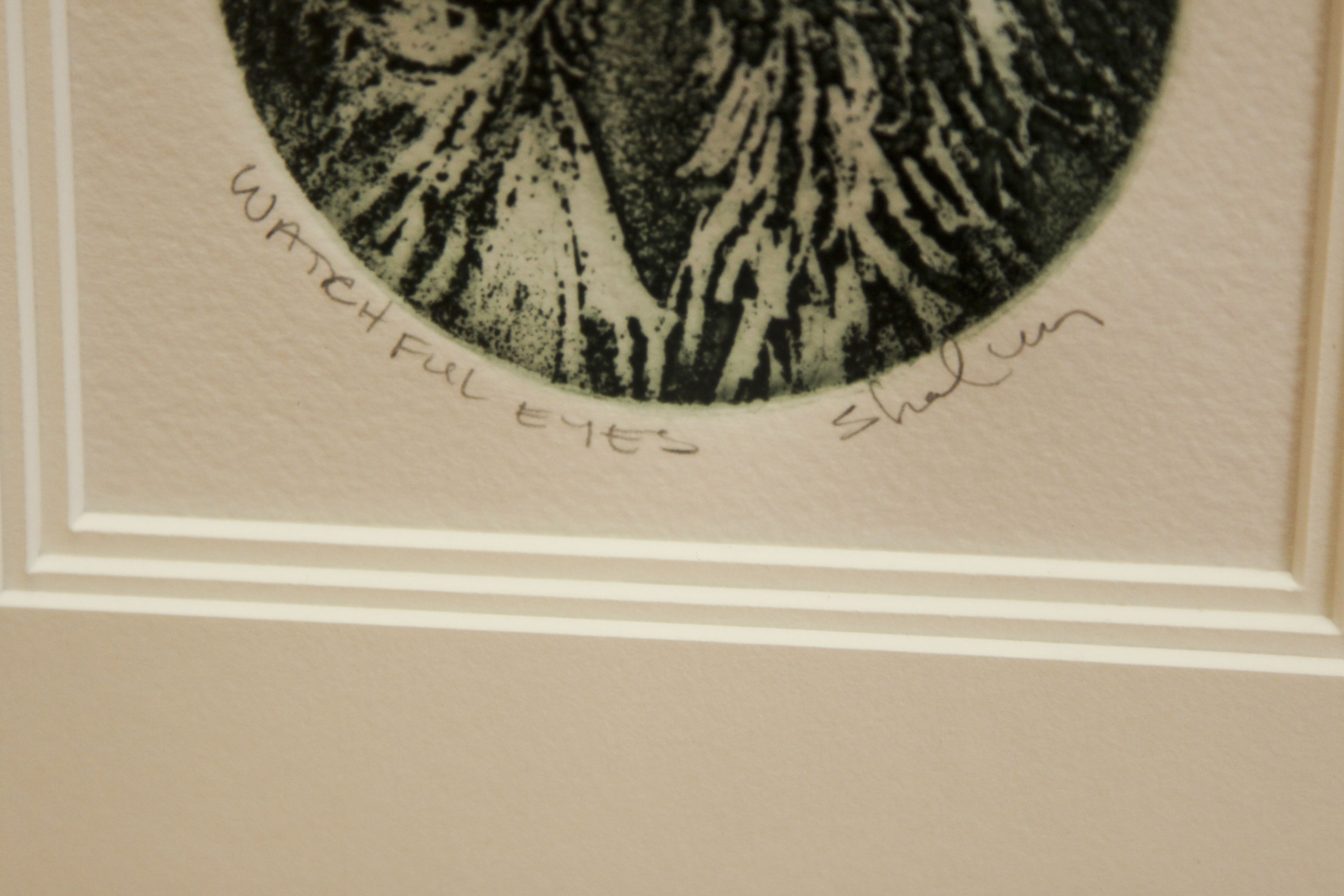 Pair of Signed Owl-Theme Art Prints