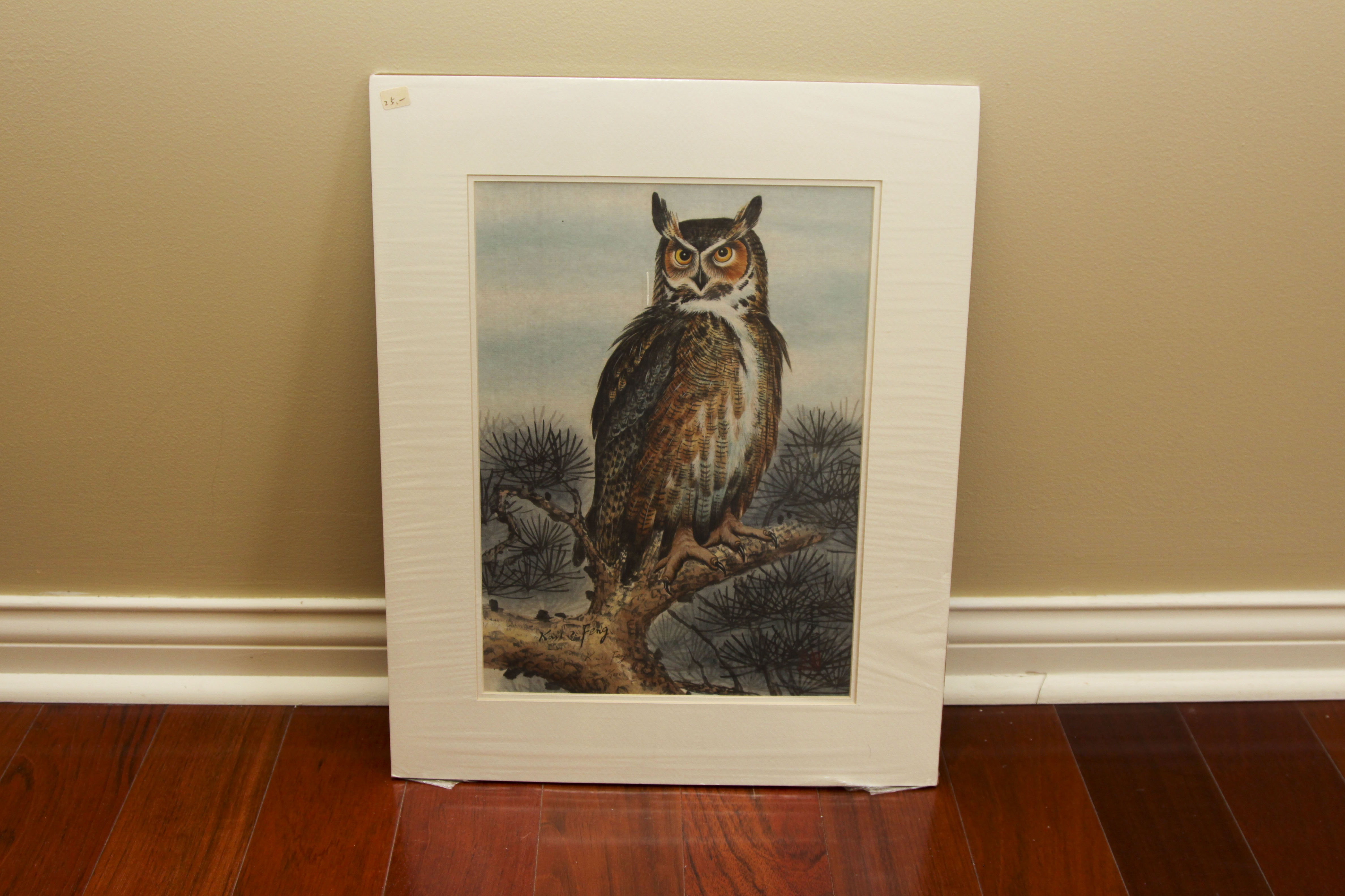 Pair of Signed Owl-Theme Art Prints