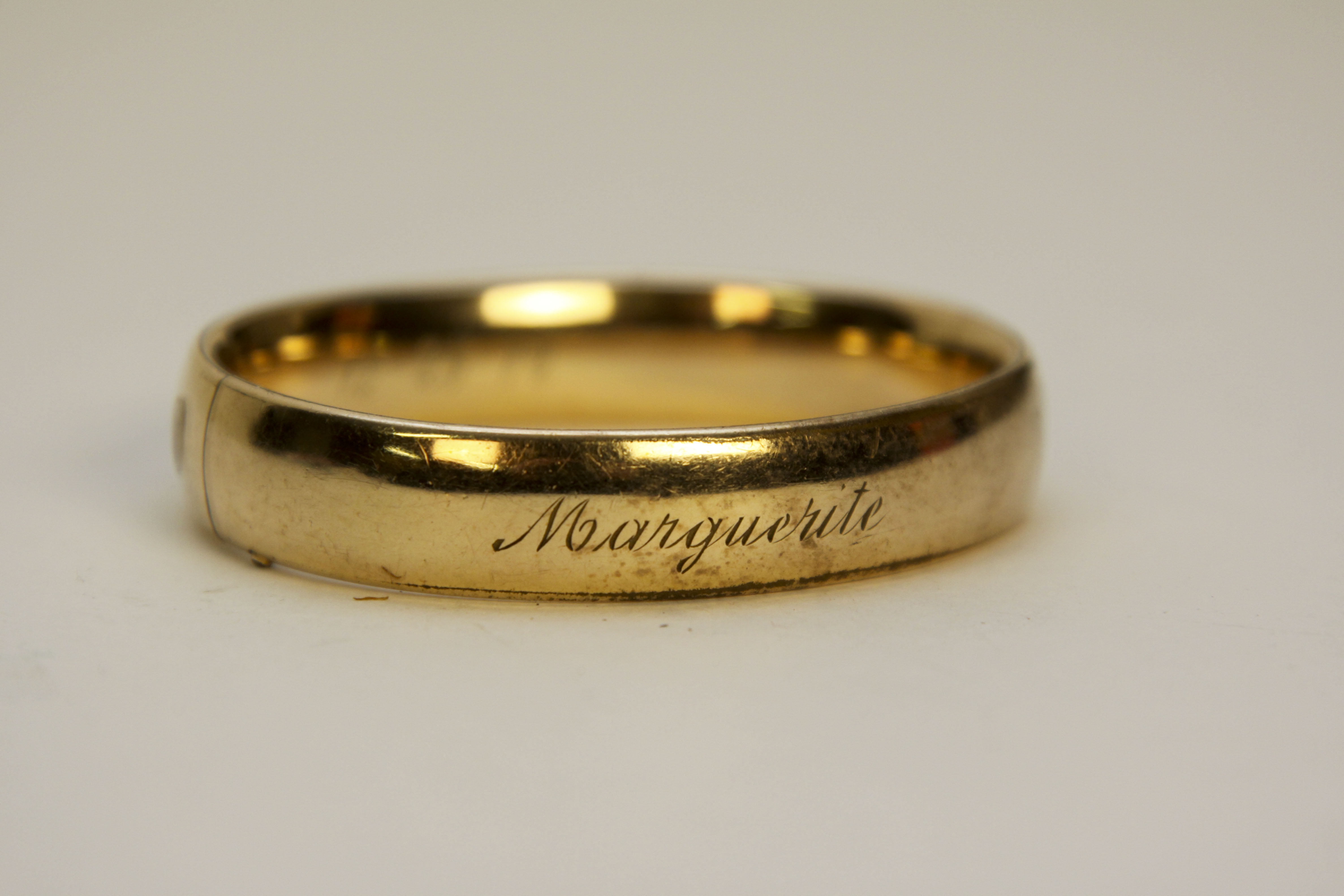 Antique Gold-Filled Bangle Bracelet Engraved "Marguerite"