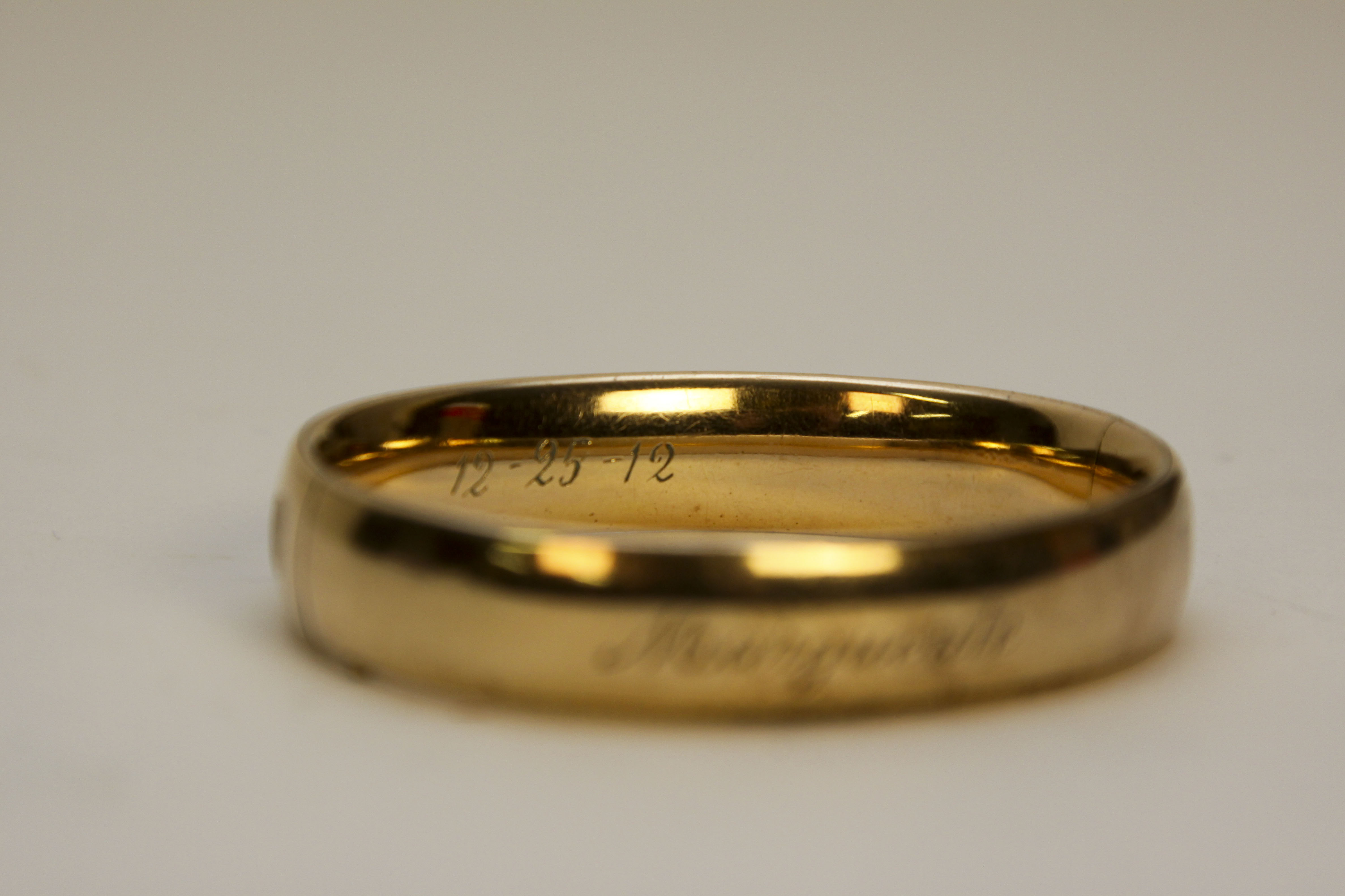 Antique Gold-Filled Bangle Bracelet Engraved "Marguerite"