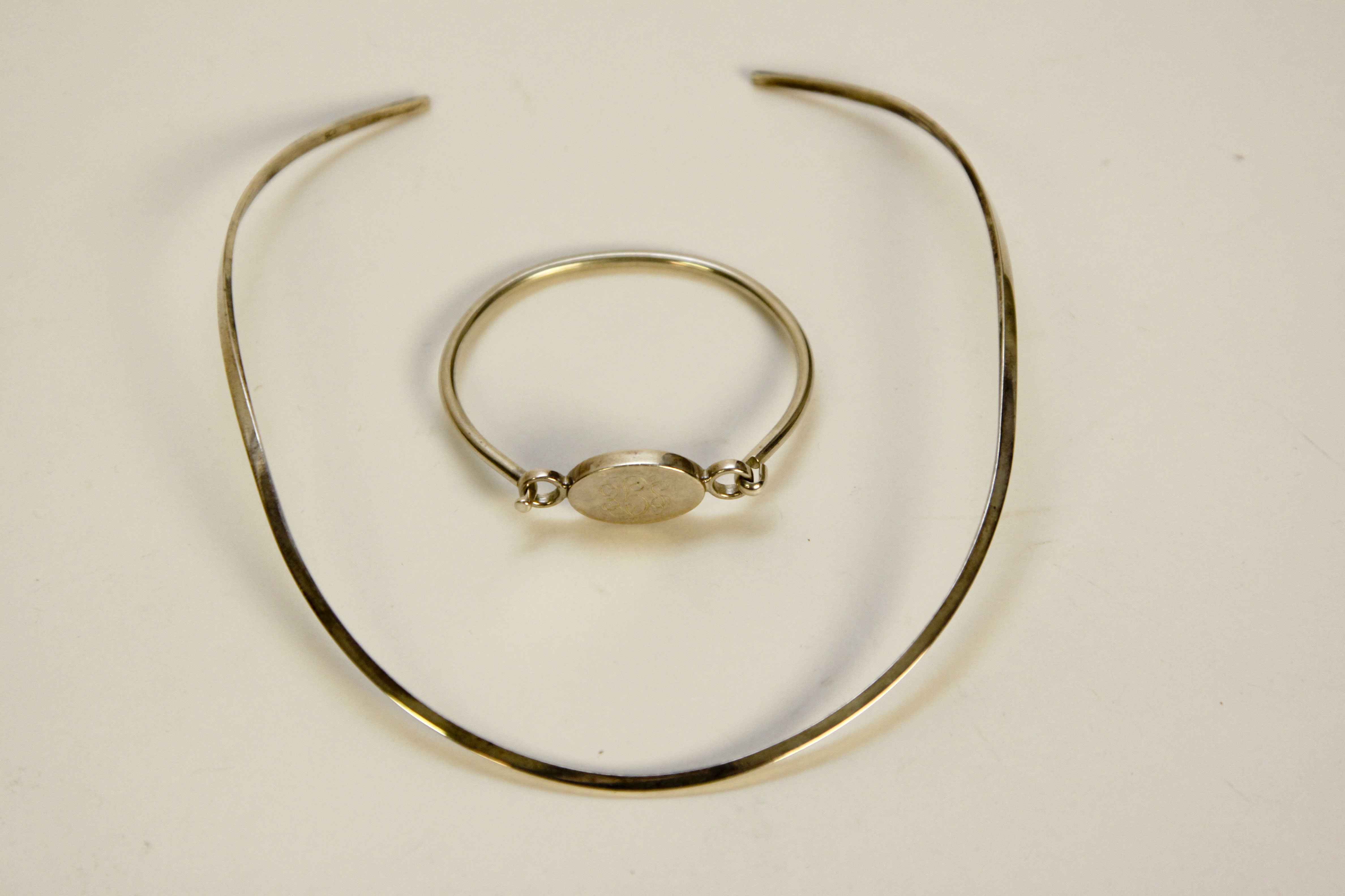 Sterling Silver Choker and Monogram Bracelet 'SGE'