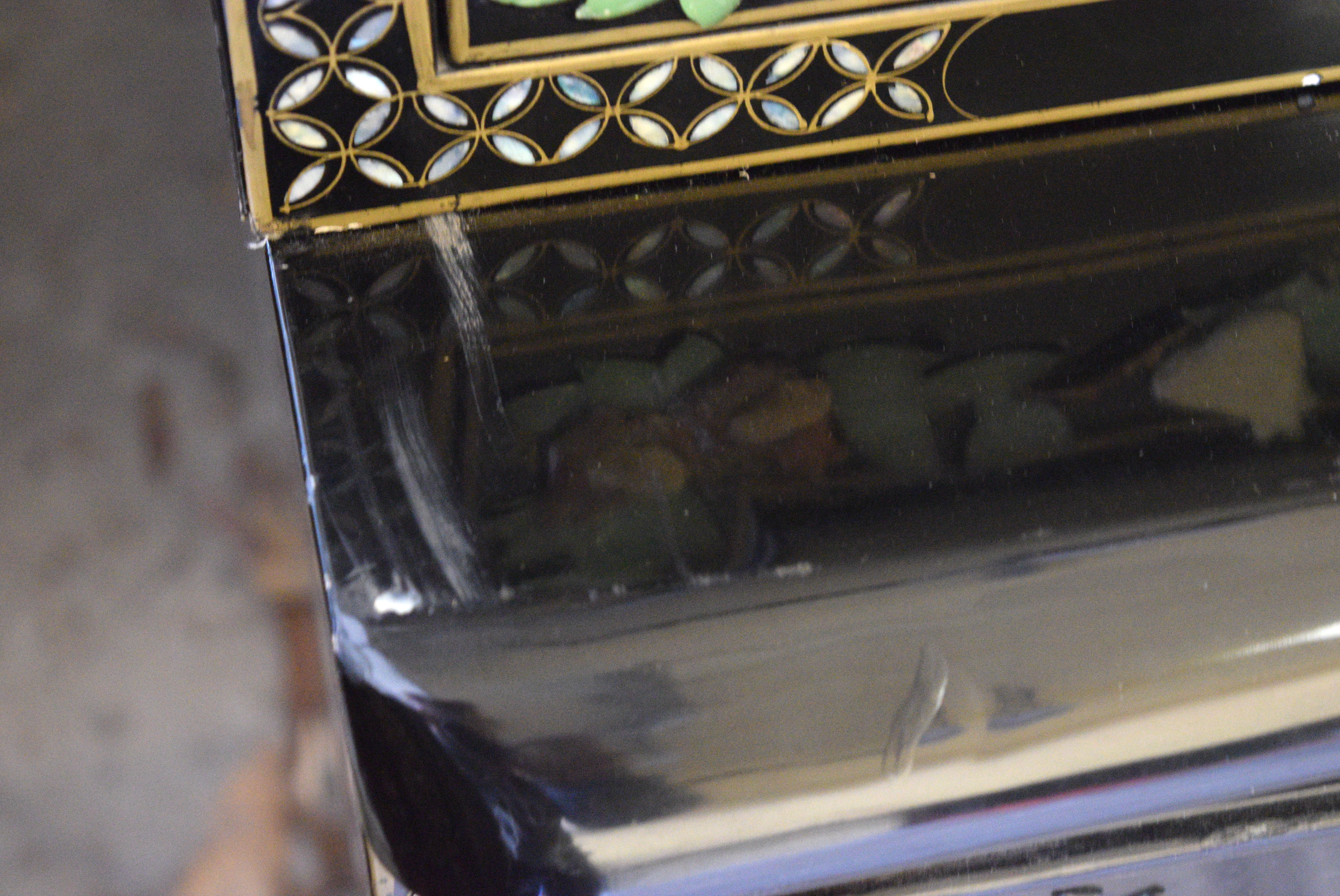 Chinoiserie China Cabinet with Stone and Shell Appliqué
