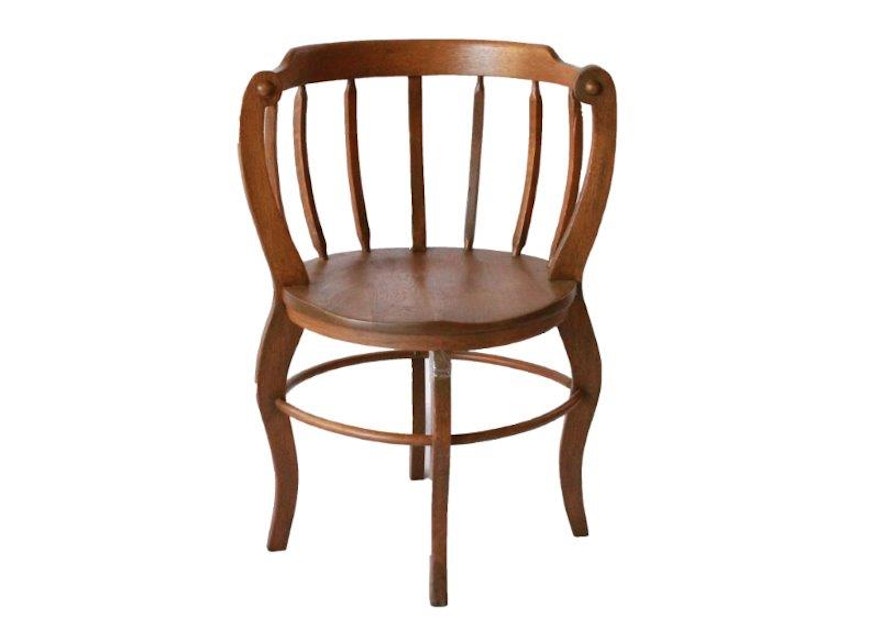 Antique Oak Corner Barrel Chair