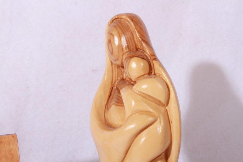 Hand Carved Madonna and Child Sculpture and Wood Puzzle