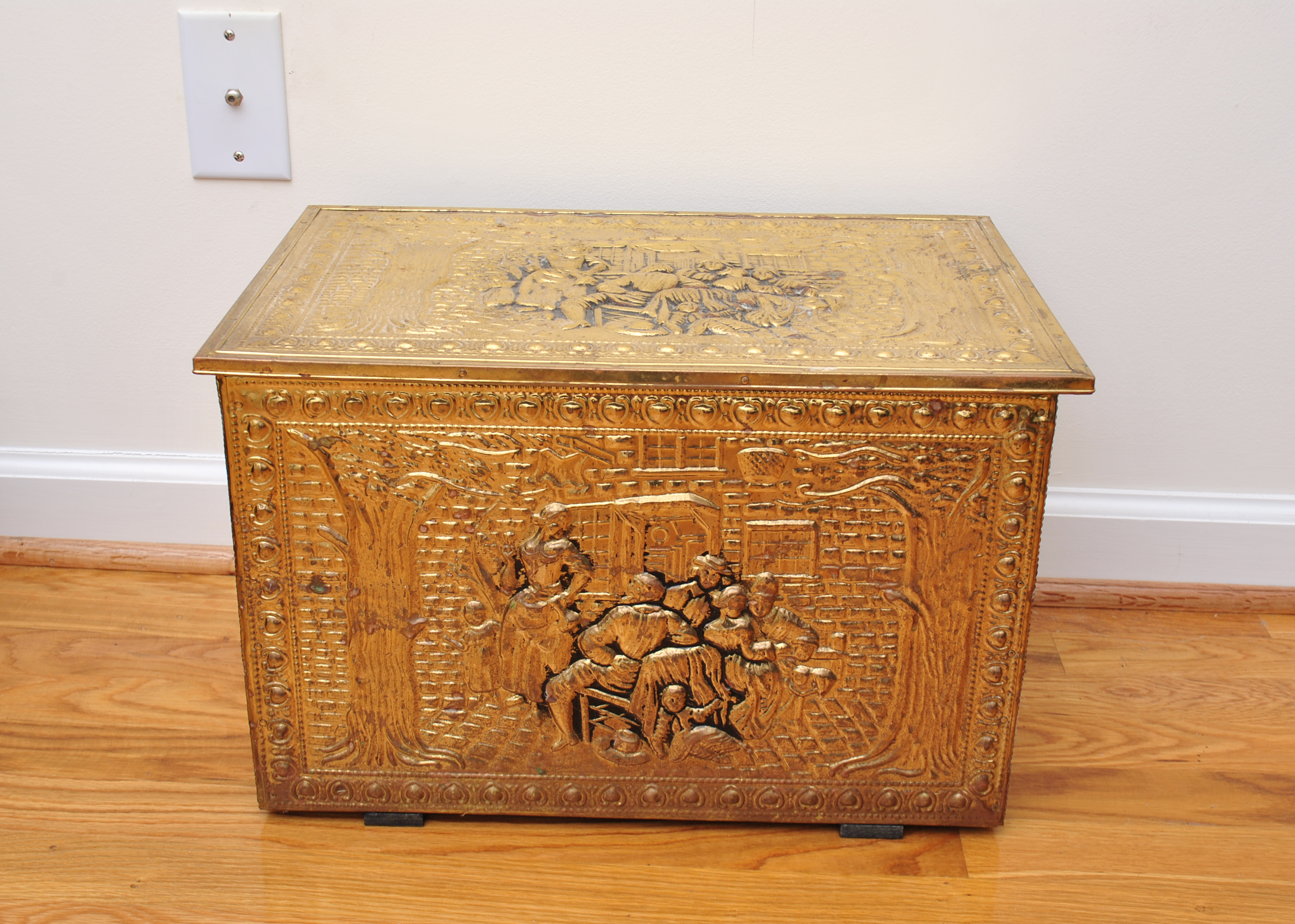 Two Footrests and Decorative Metal Box