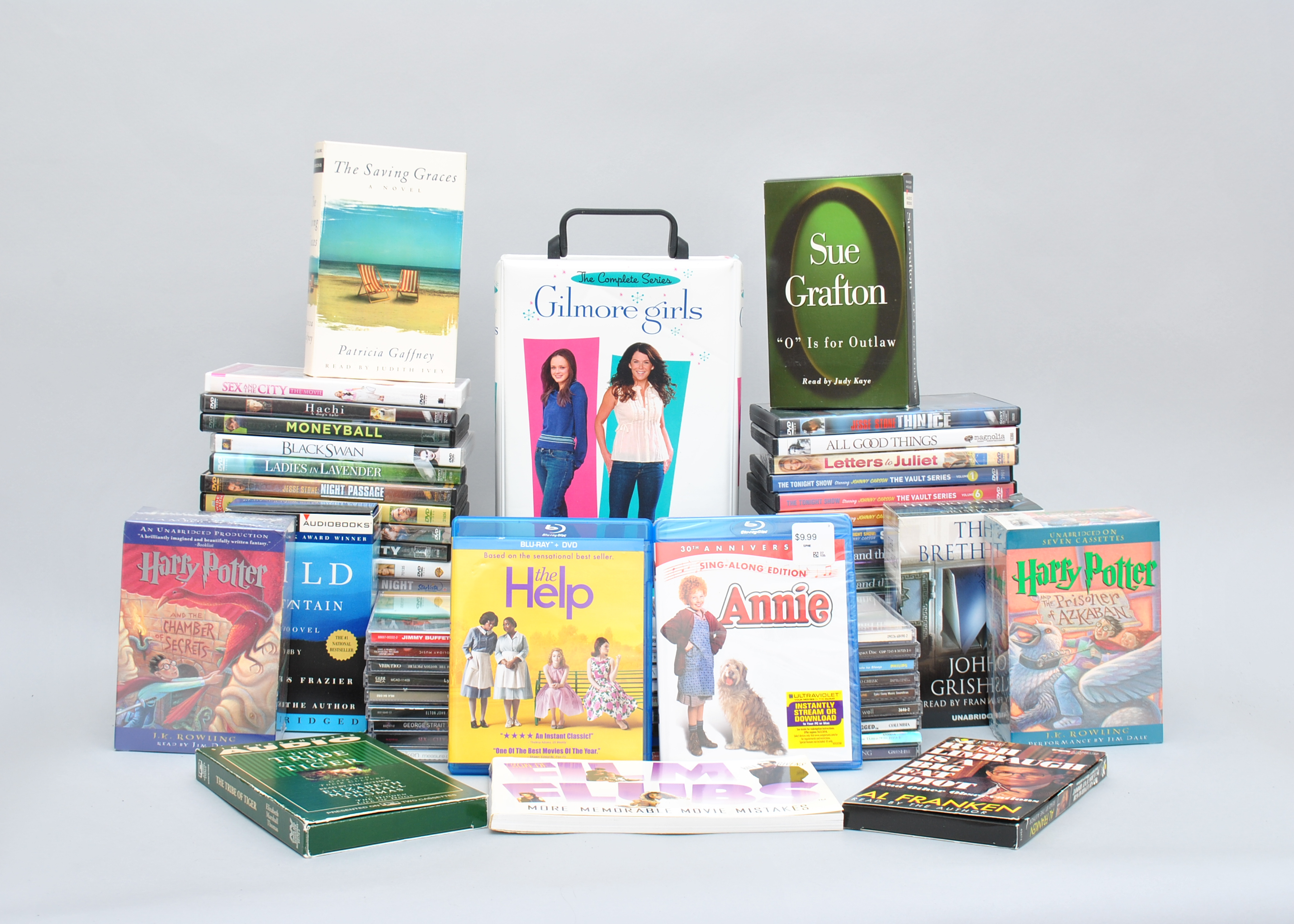 Collection of DVDs, CDs and Cassettes