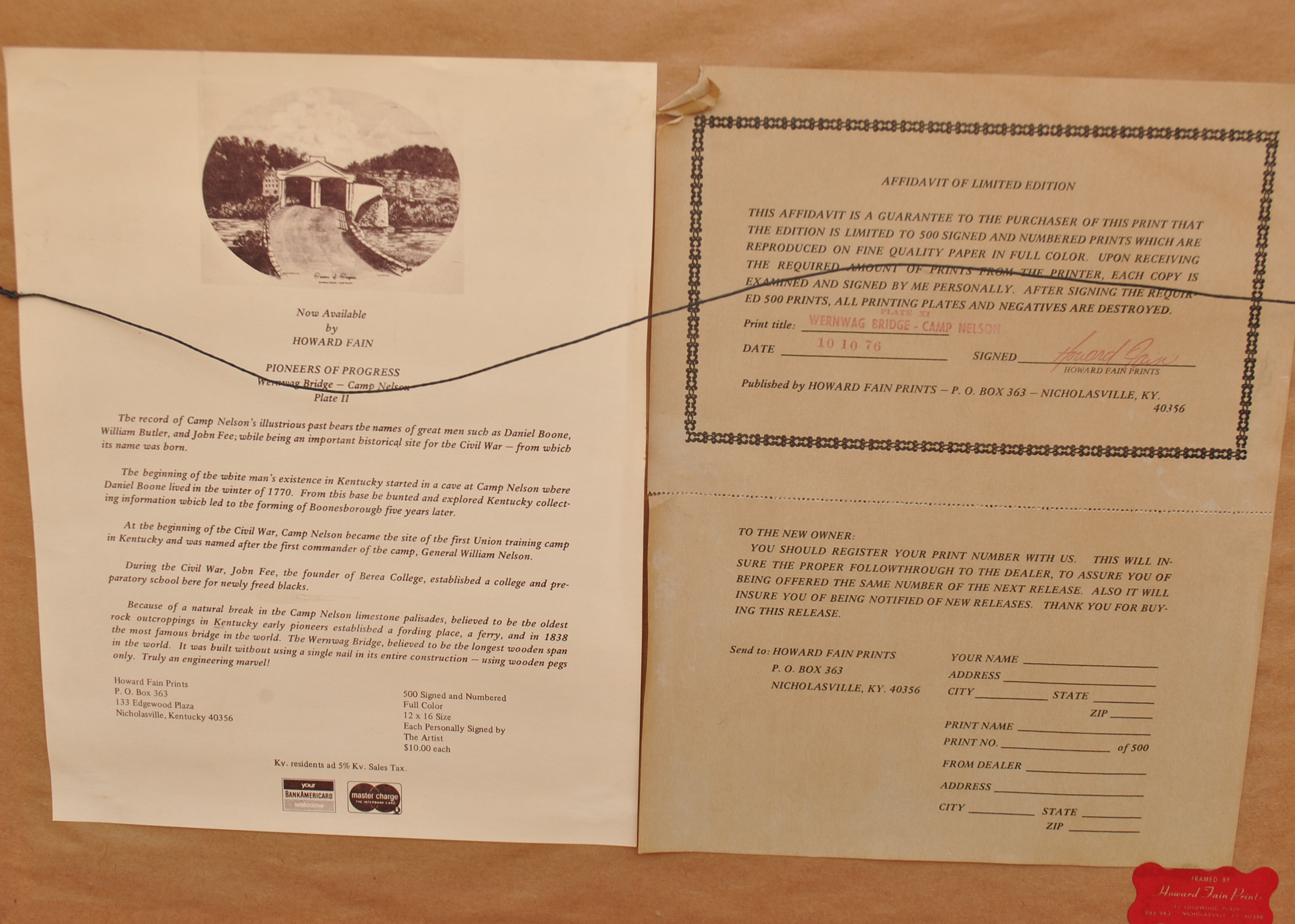 Signed Howard Fain "Pioneers of Progress" Prints