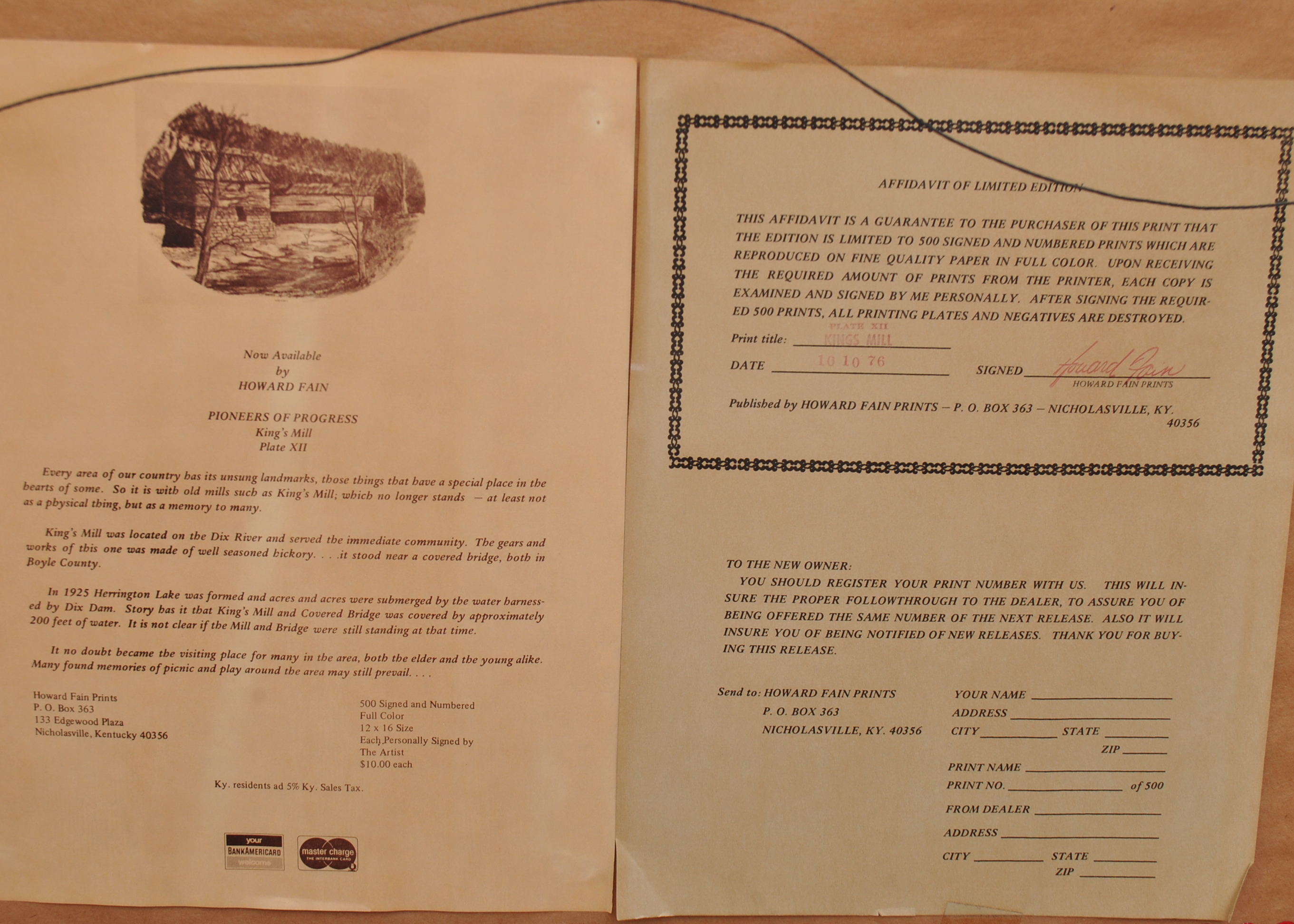 Signed Howard Fain "Pioneers of Progress" Prints