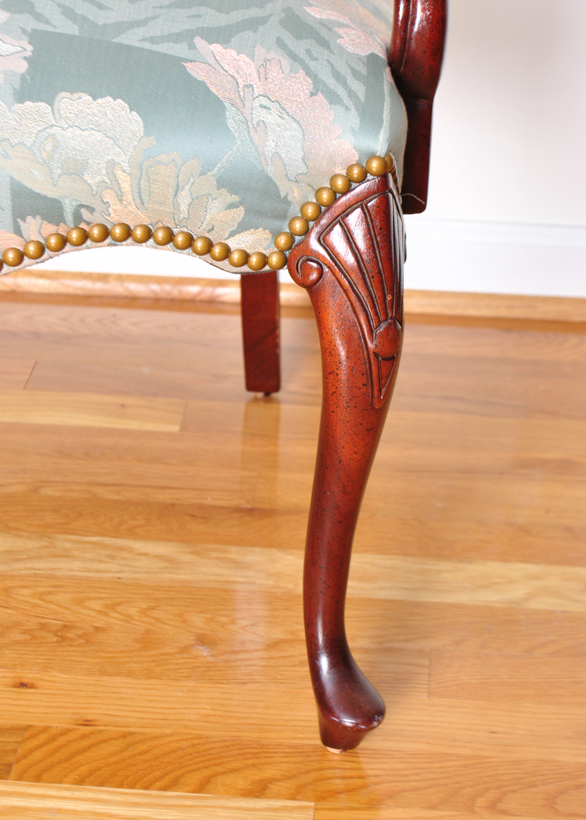 Upholstered Cabriole Arm Chair