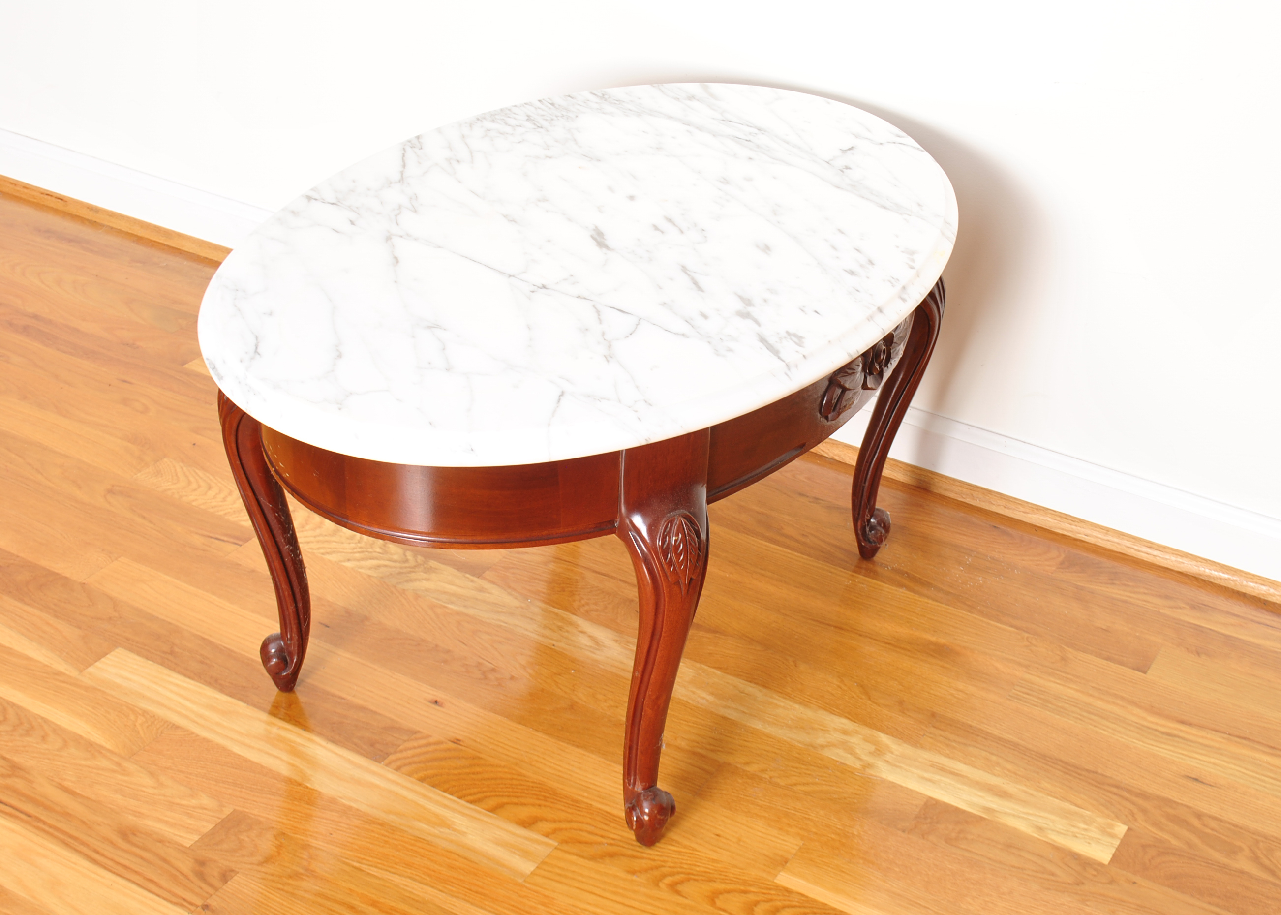 Pair of Vintage Mahogany Marble-Topped Tables