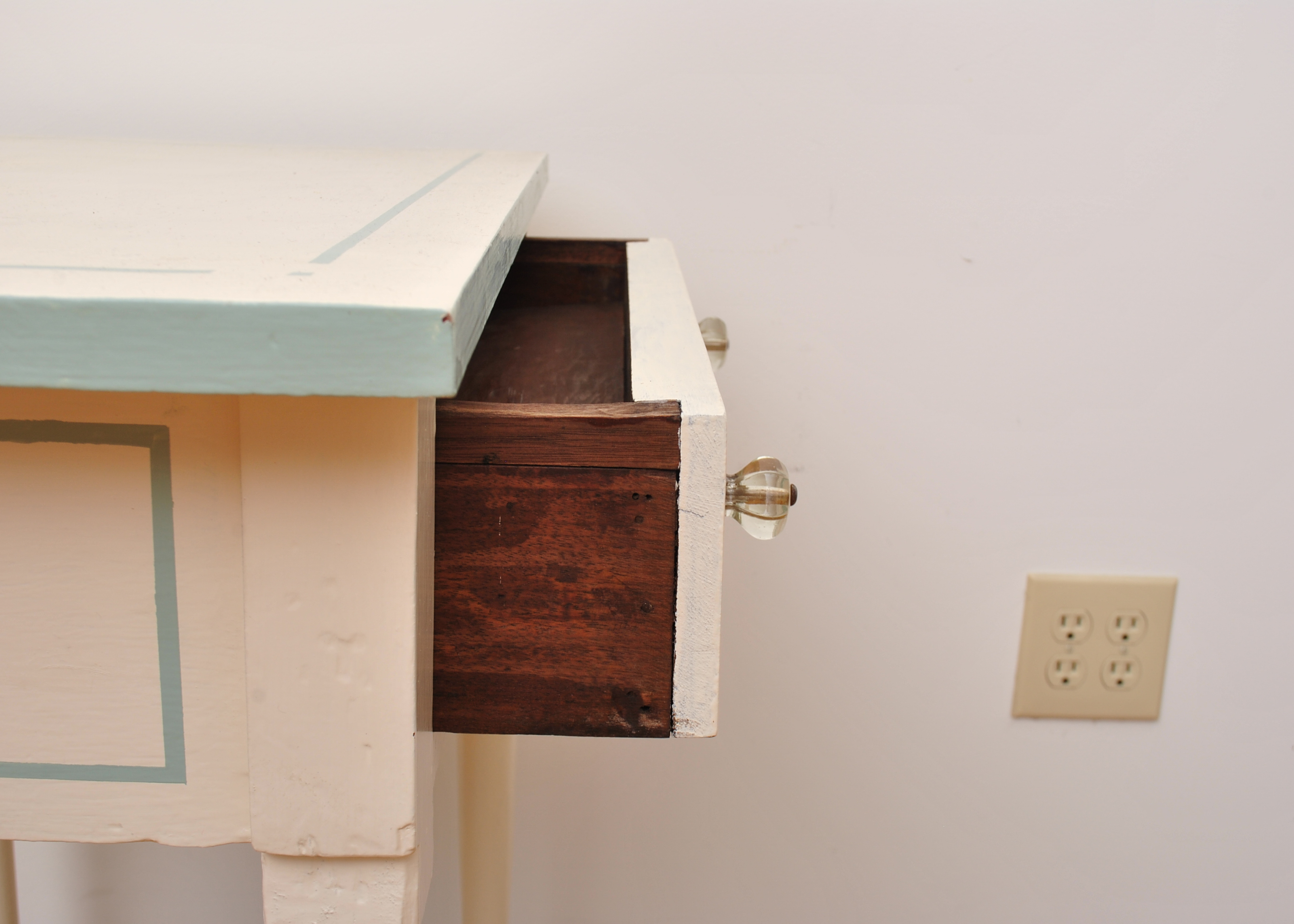 Small Vintage Wooden Painted Desk and Chair