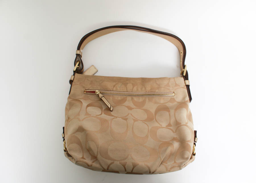 Taupe Coach Signature Duffle Bag