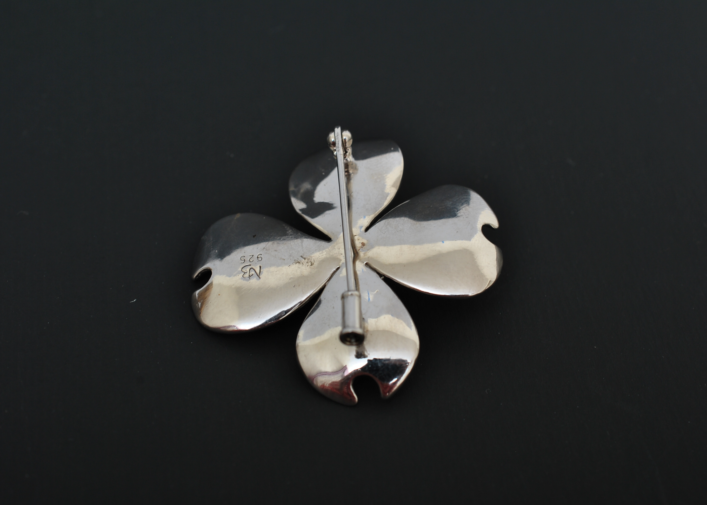 Nicole Barr Sterling Silver and Pearl Dogwood Brooch