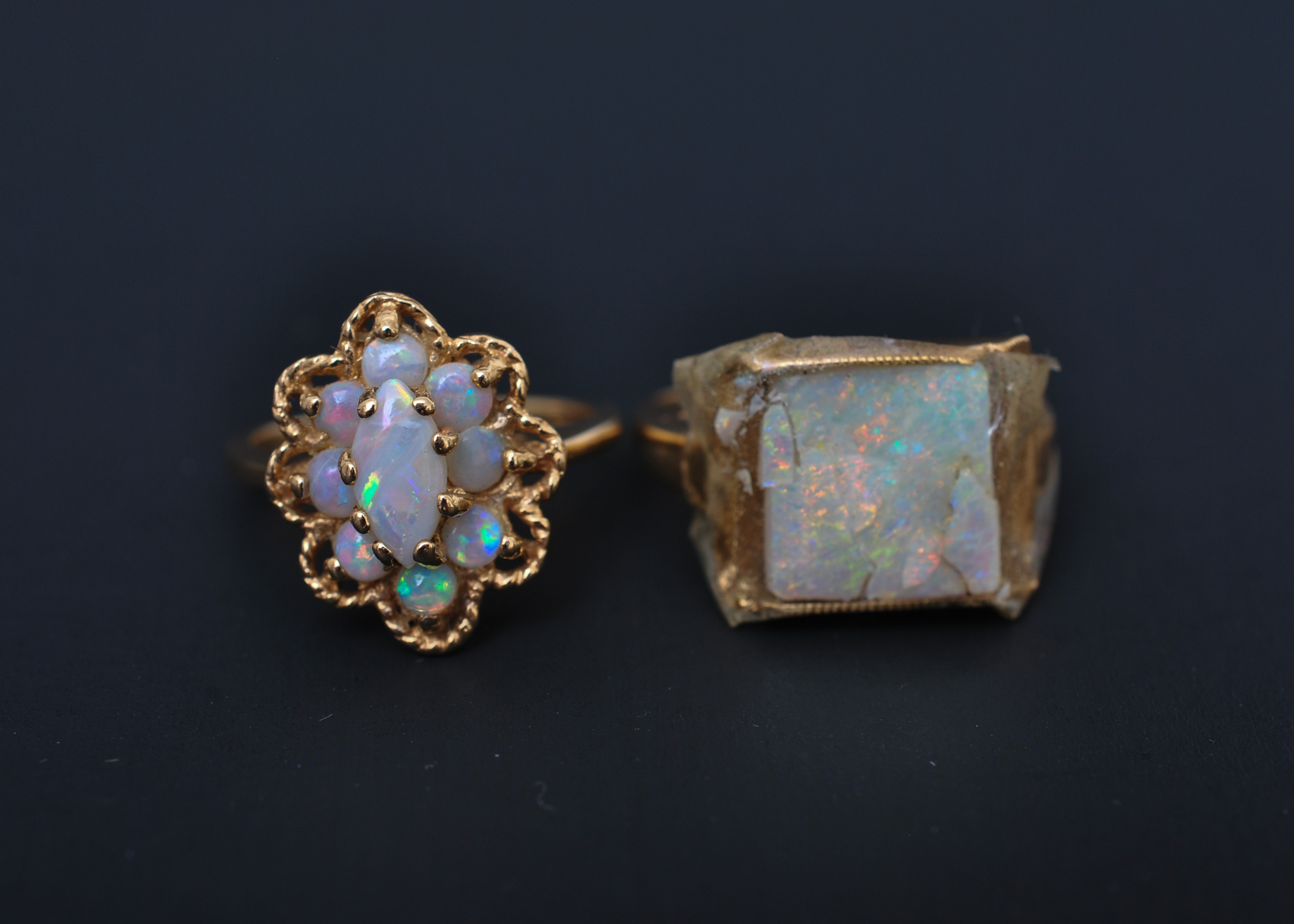 Two Fire Opal 14K Yellow Gold Rings