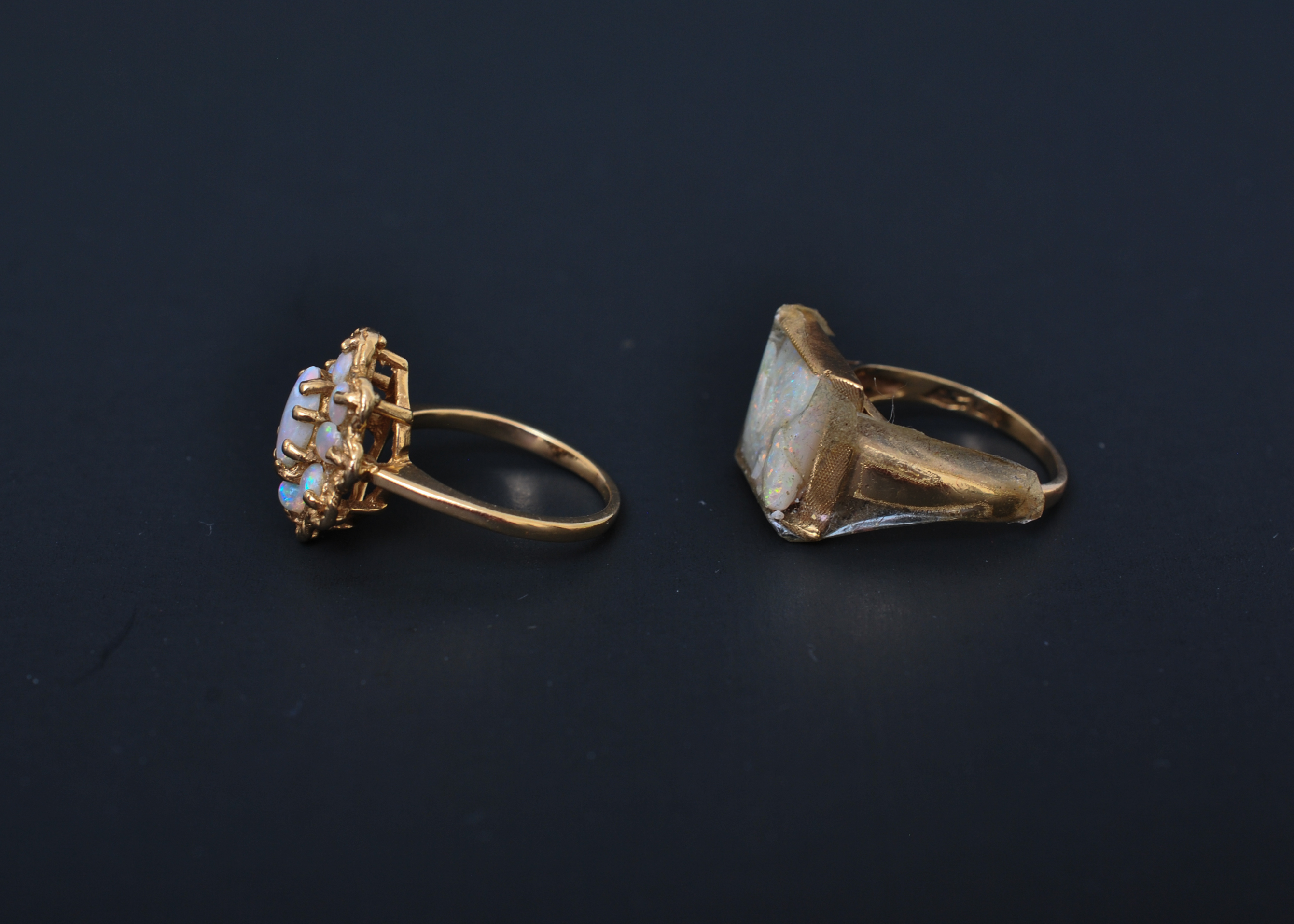 Two Fire Opal 14K Yellow Gold Rings