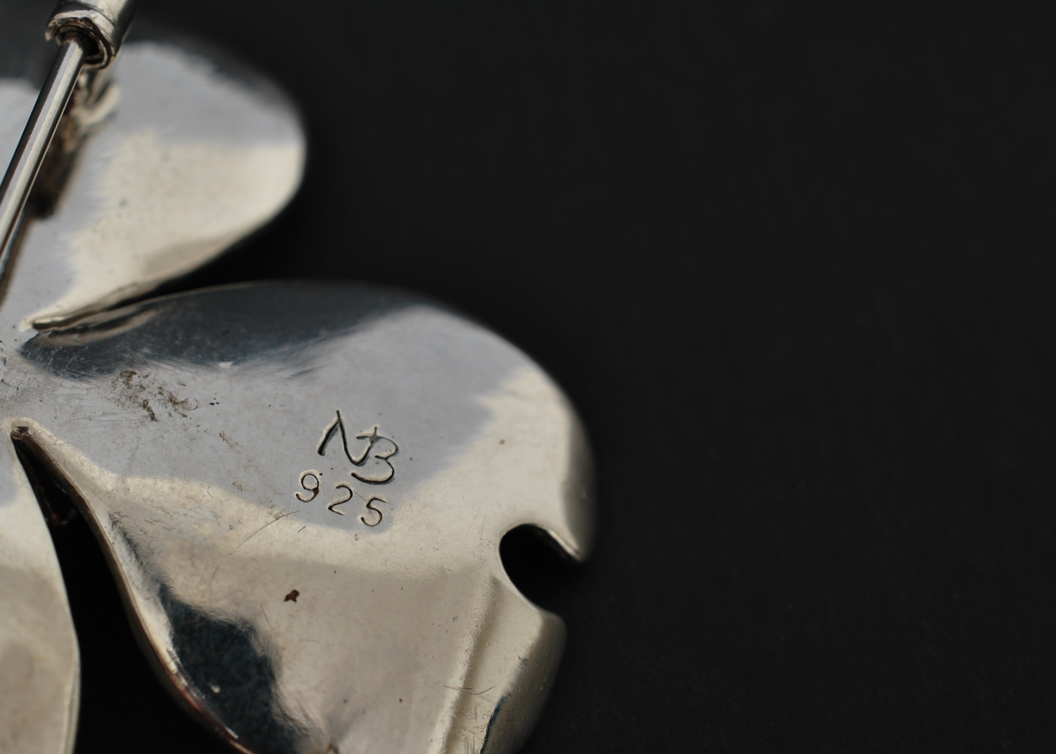 Nicole Barr Sterling Silver and Pearl Dogwood Brooch