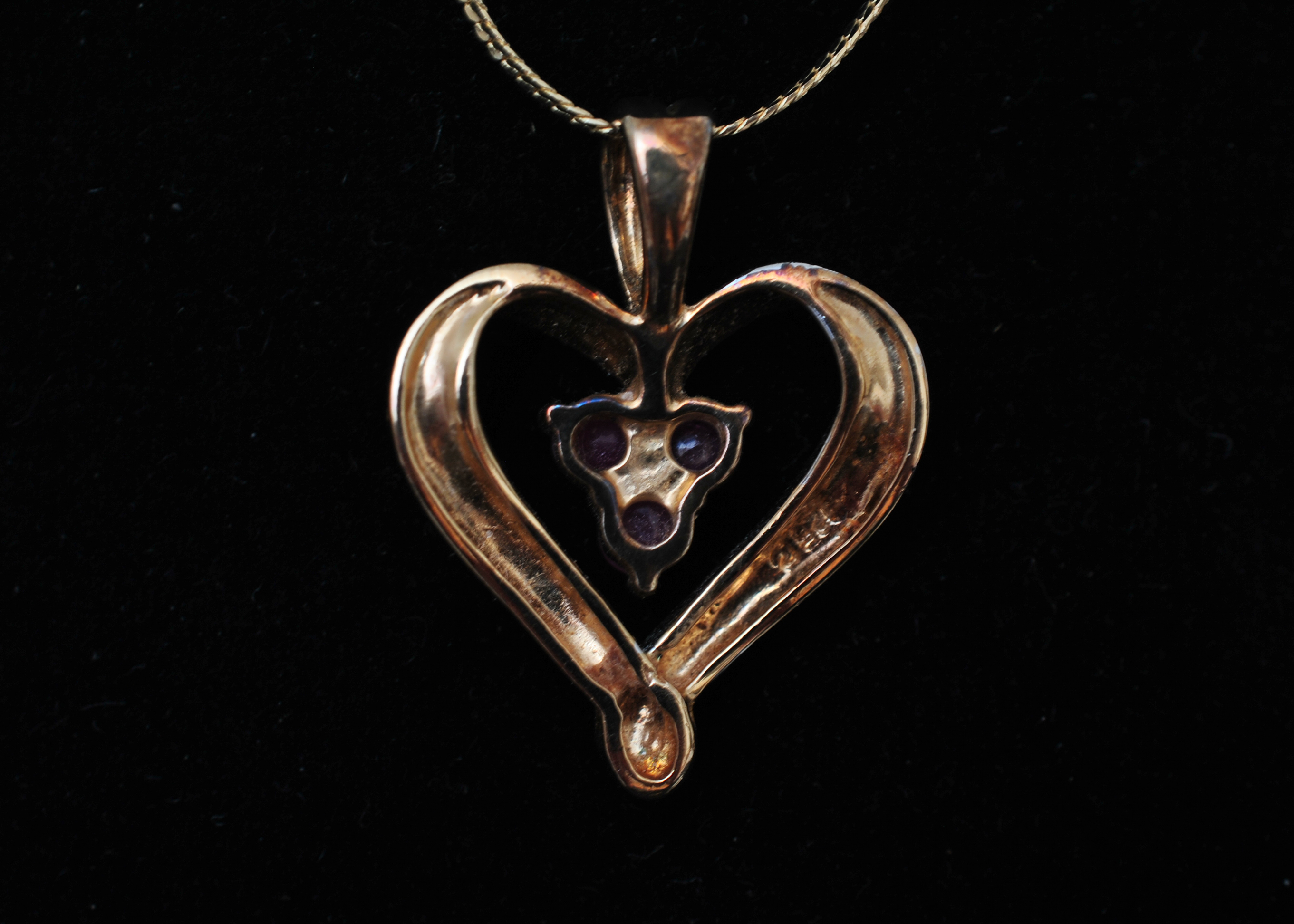 Sterling Silver Heart Pendant with Rubies and Swarovski Miniature