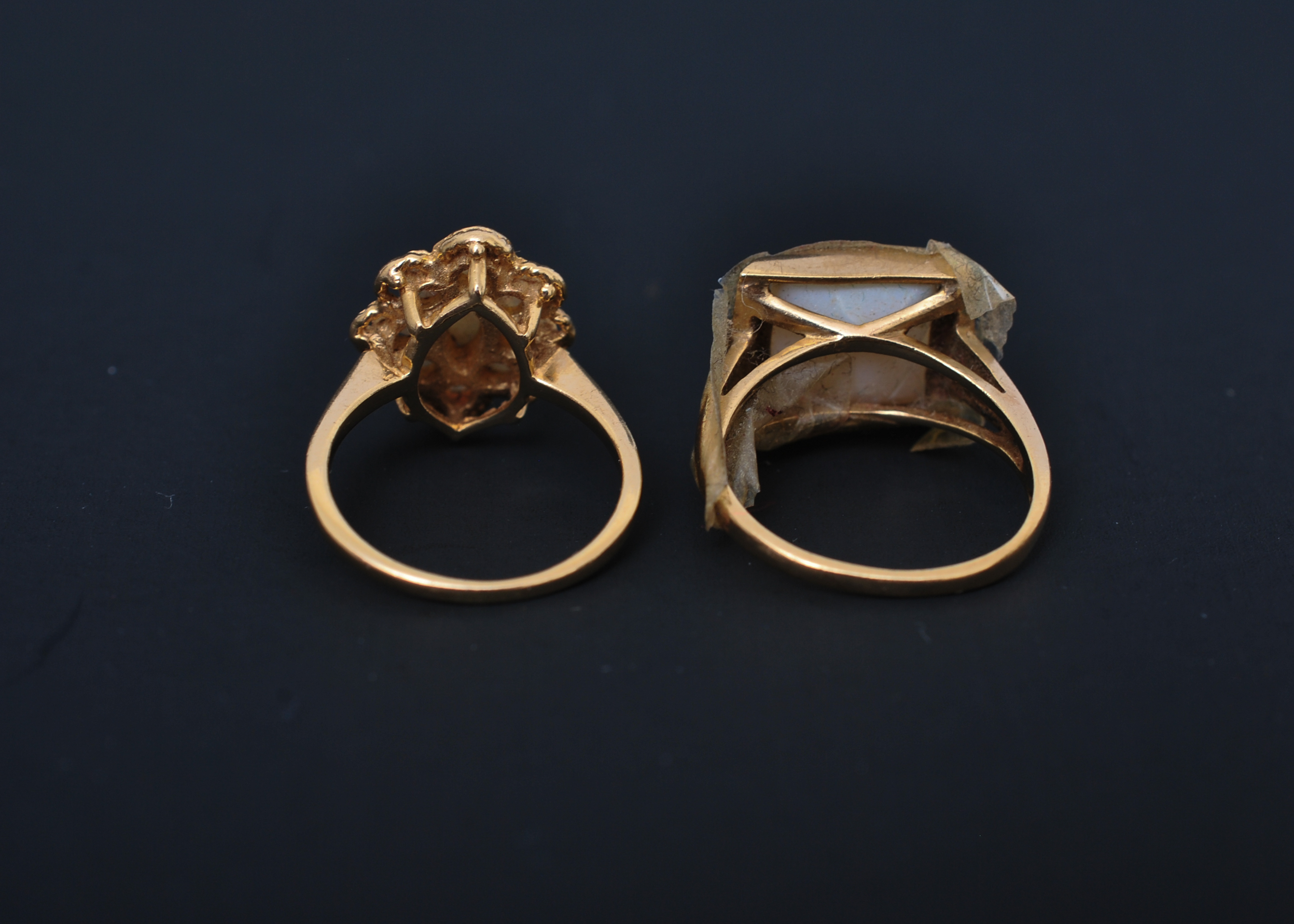 Two Fire Opal 14K Yellow Gold Rings