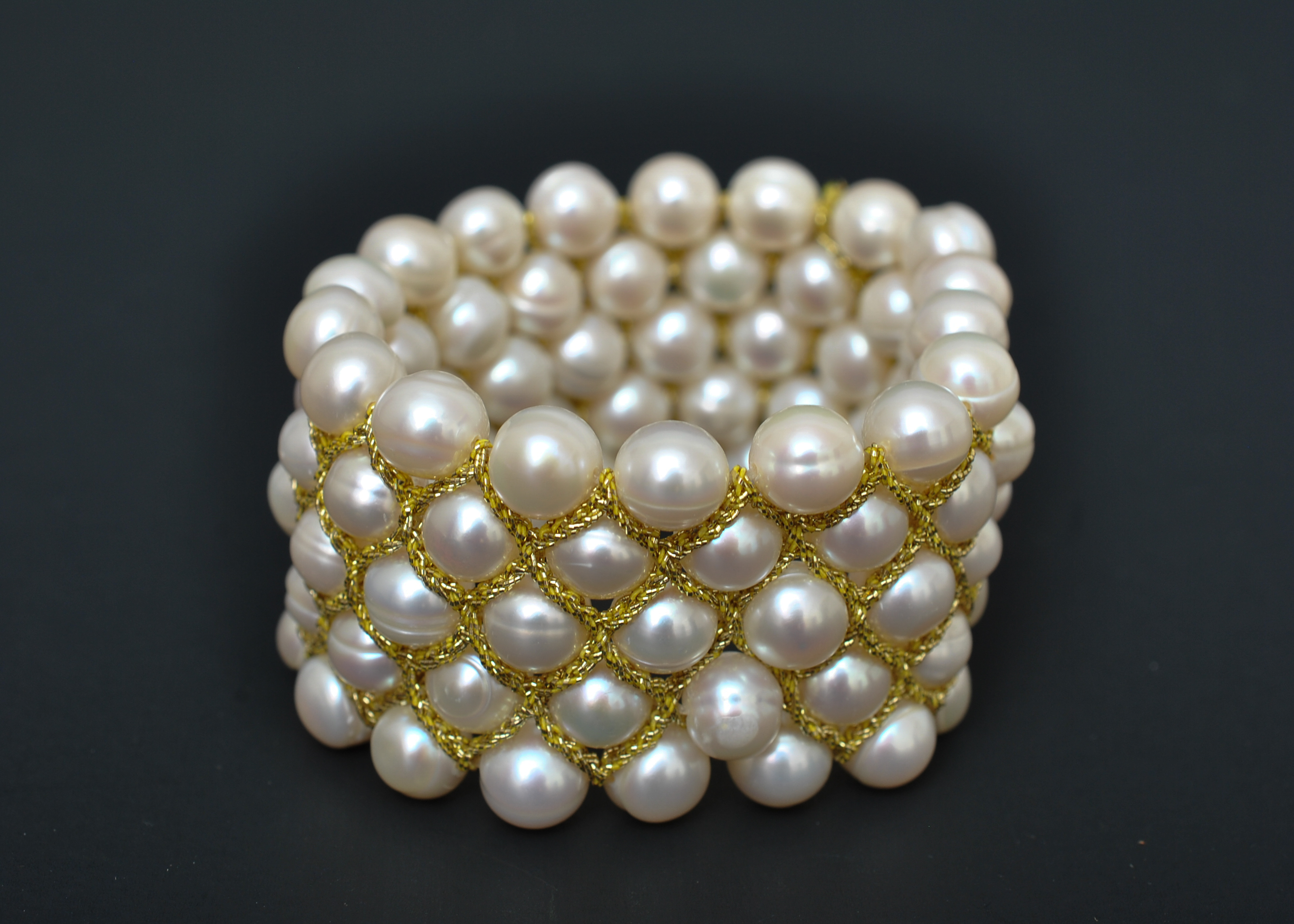Cultured Freshwater Pearl Five-Row Stretch Bracelet