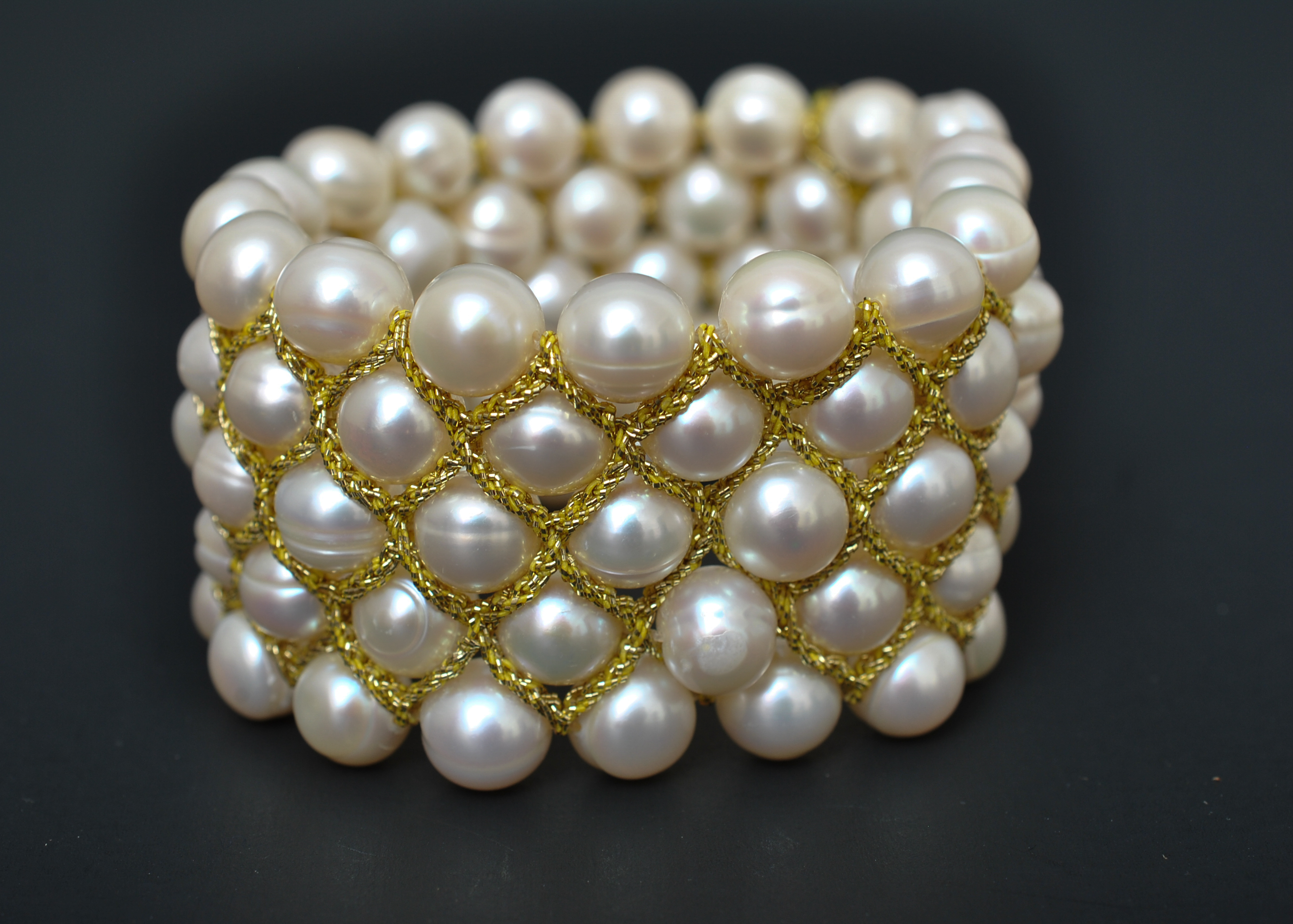 Cultured Freshwater Pearl Five-Row Stretch Bracelet
